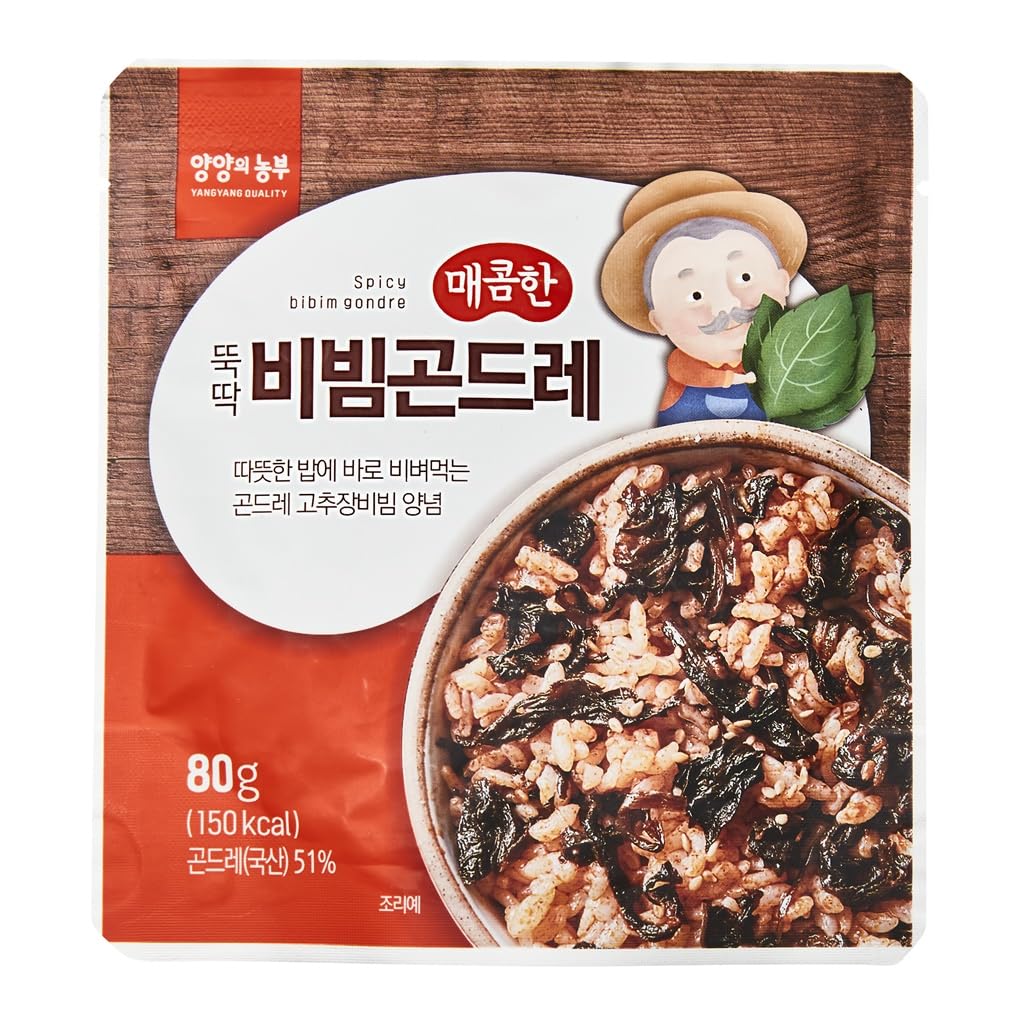 Spicy Bibim Korean Thistle (Gondre) - Ready to Eat Korean Bibimbap Vegetable Mix, Convenient Meal for Home, Office, Travel, Camping - No Cooking Needed, Authentic Korean Flavor, 80g x 6 Packs