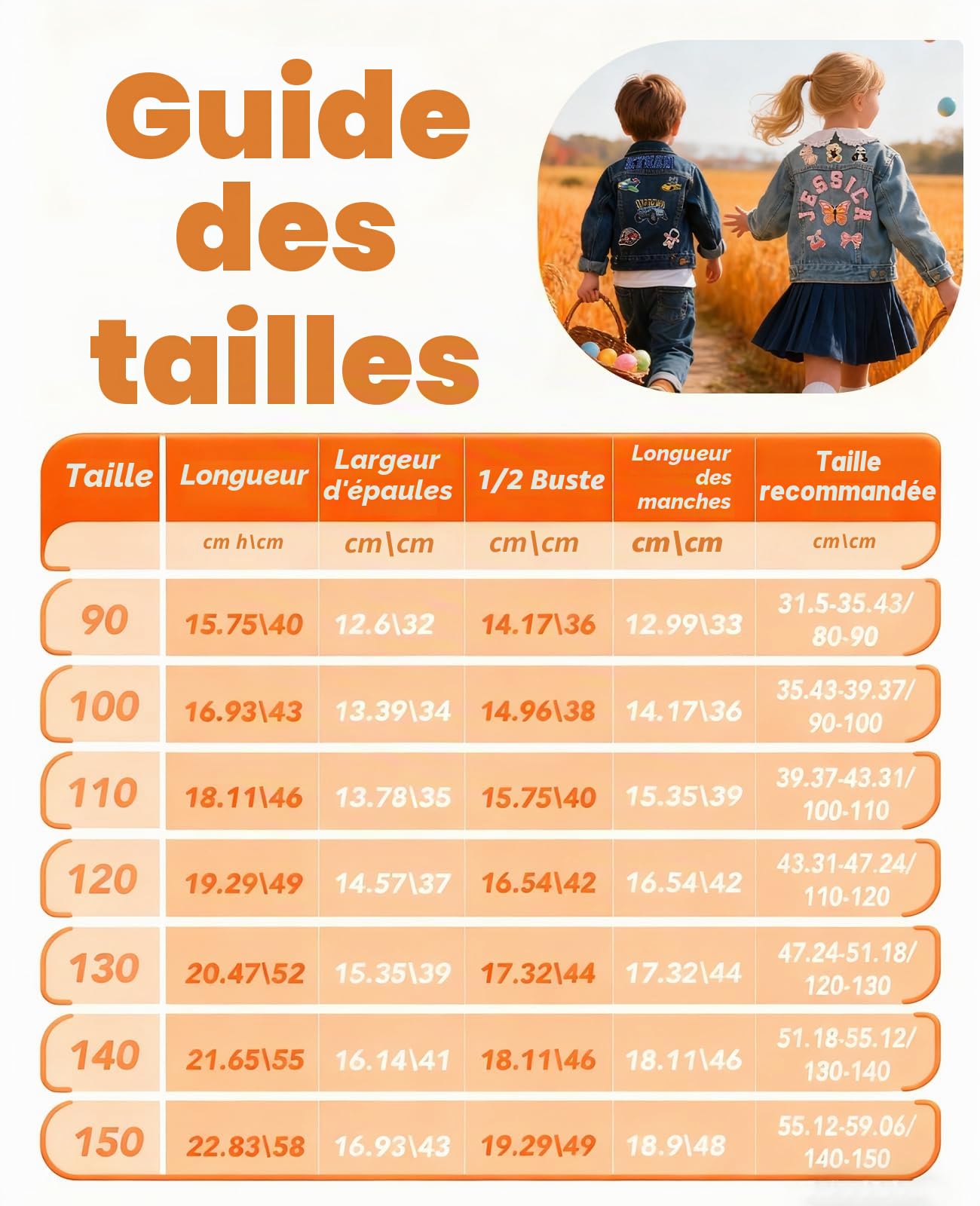 Veste en jean personnalisée pour enfants avec noms – Personnalisée avec écussons pour filles et garçons de 1 à 12 ans, cadeaux d'anniversaire et de Noël, veste en jean personnalisée à manches