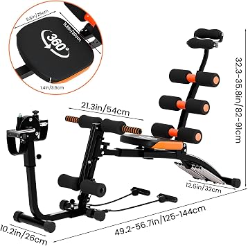 Multi-Functional Adjustable Ab Trainer, Abdominal Workout Bench for Home Gym, Ab Exercise Equipment for Total Body Workout