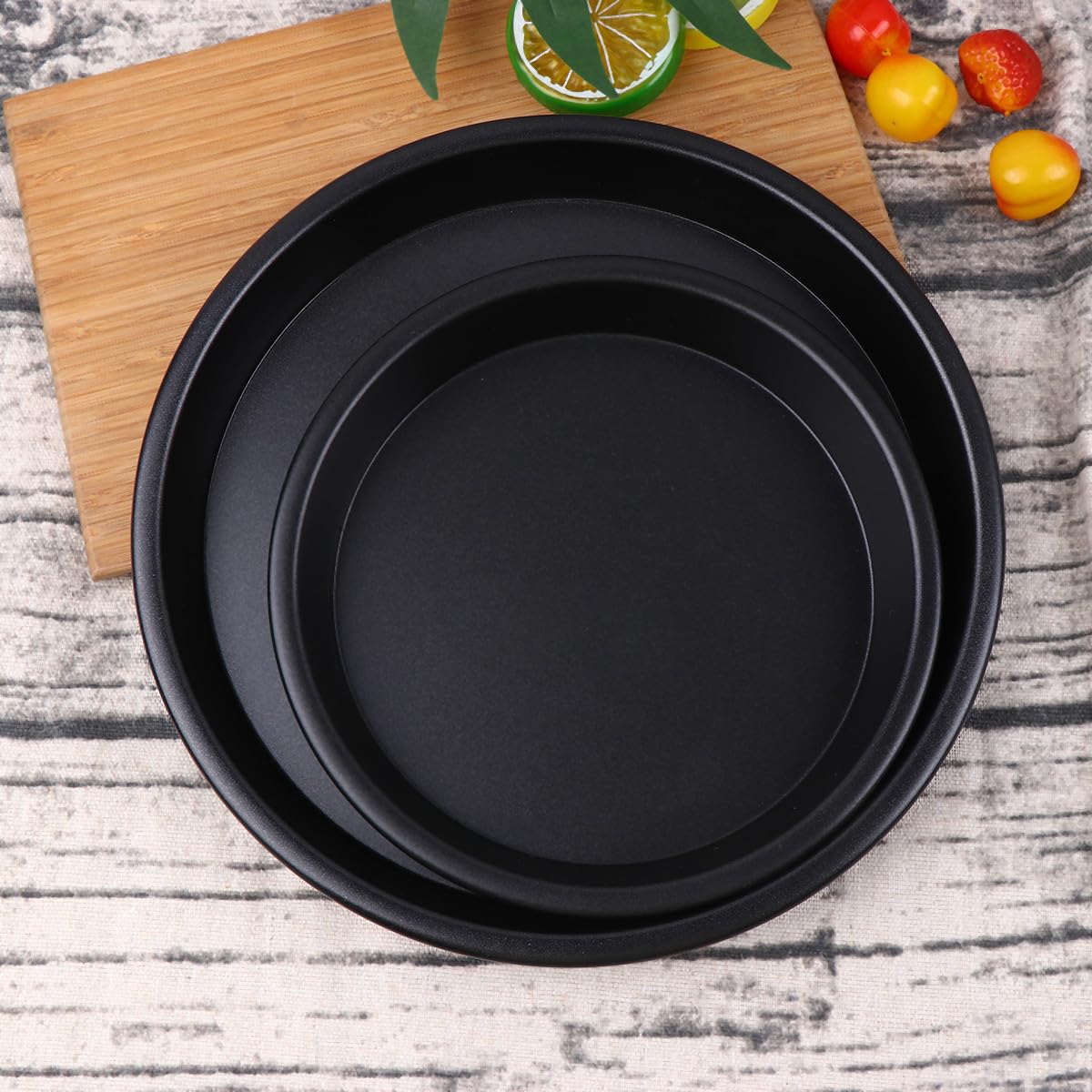 Set Teglie da Forno Antiaderenti 3 Pezzi in Lega di Alluminio Nero | Cornbread e Cheesecakes, Adatte a Cottura di Torte e Biscotti, Formato Compatto per Uso Domestico