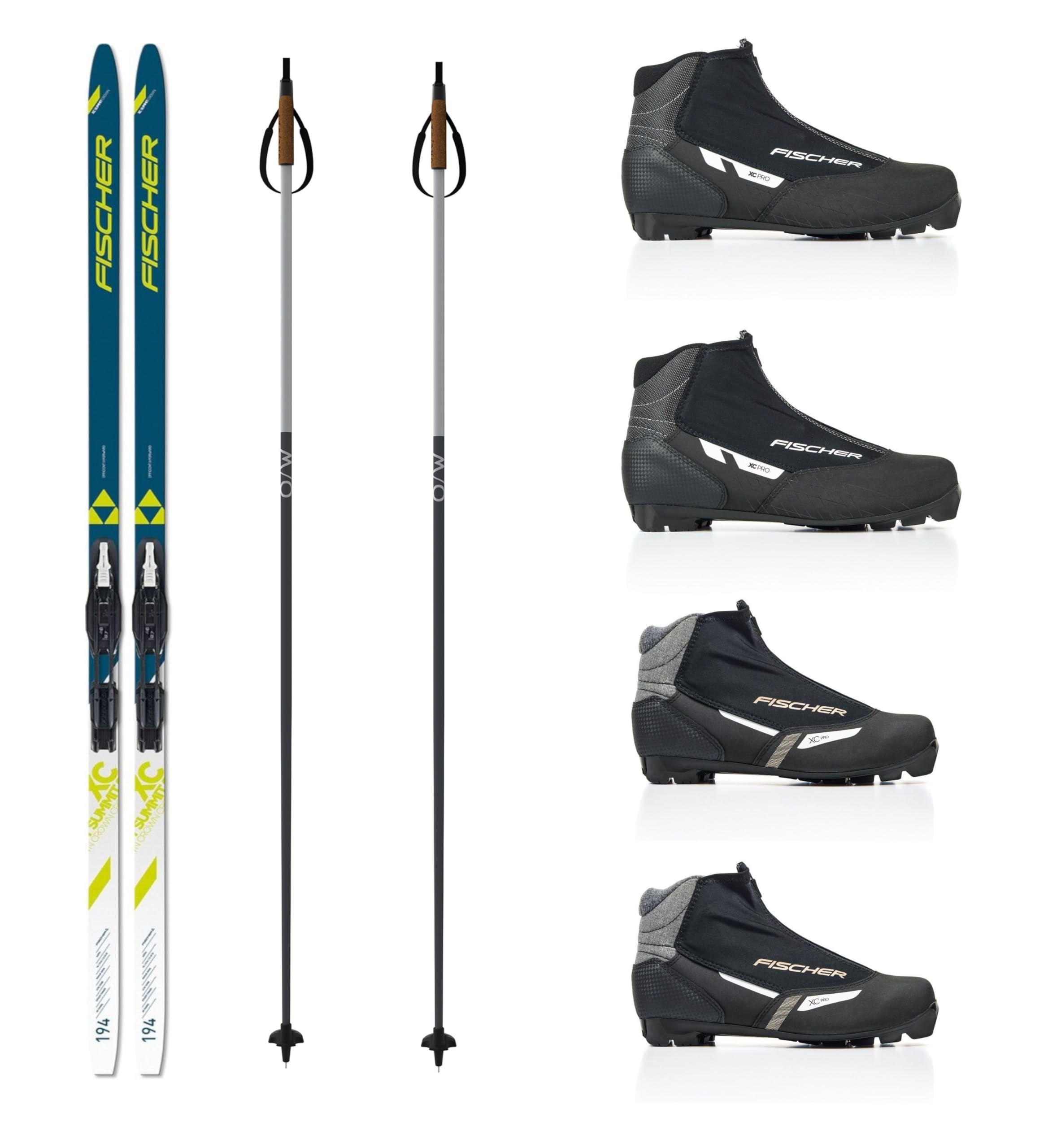 Fischer Langlaufski-Set Summit klassisch + Bindung + Schuhe + Stöcke