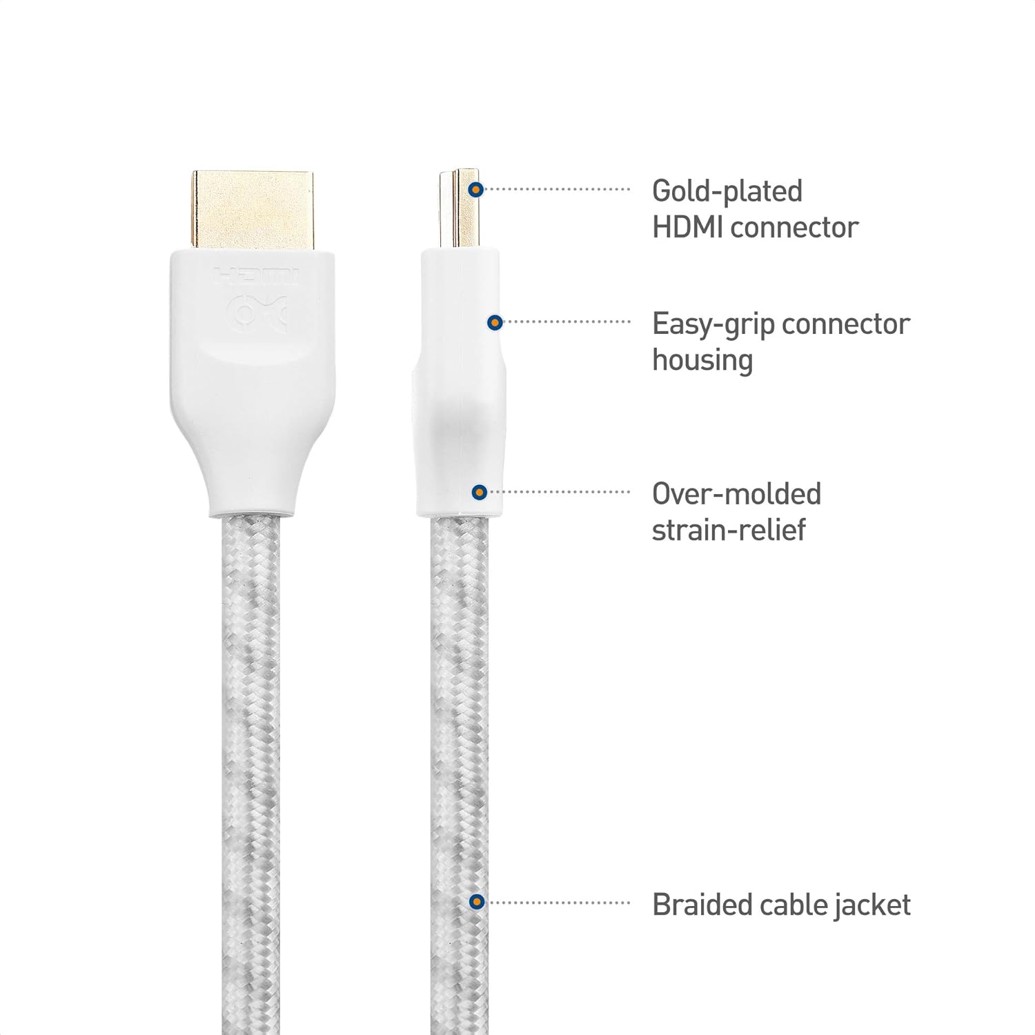 Best Cable Matters Braided 48Gbps Ultra HD 8K HDMI Cable 6.6 ft / 2m with 8K @120Hz, 4K @240Hz and HDR Support for PS5, Xbox Series X/S, RTX3080 / 3090, RX 6800/6900, Apple TV and More in White