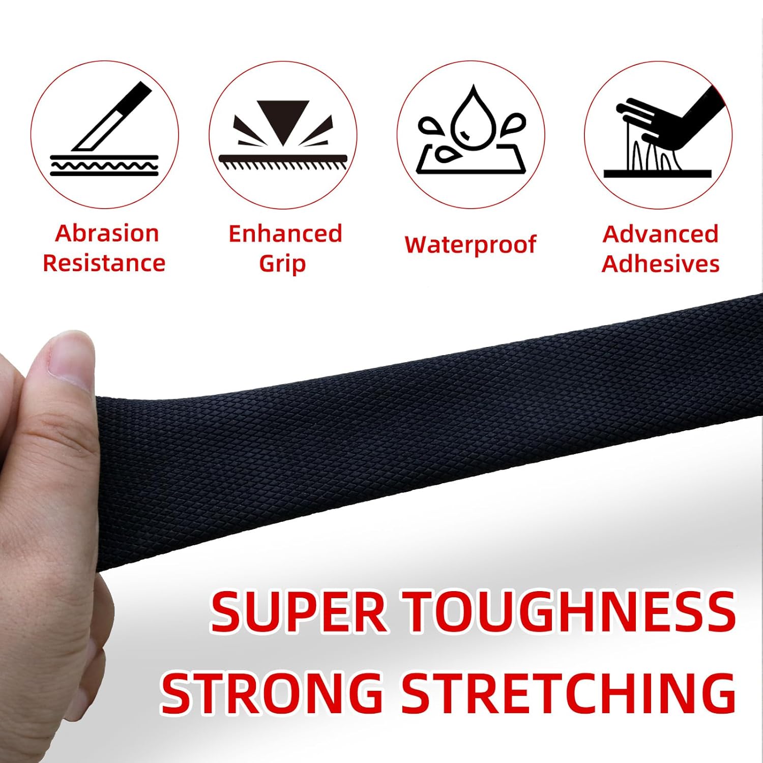 WELSTIK Rubber Grip Tape, Ultra Strong Waterproof Anti Slip Tape with Textured Adhesive for DIY Tools & Gadgets (Black, 2In x 16.5Ft) - Image 3