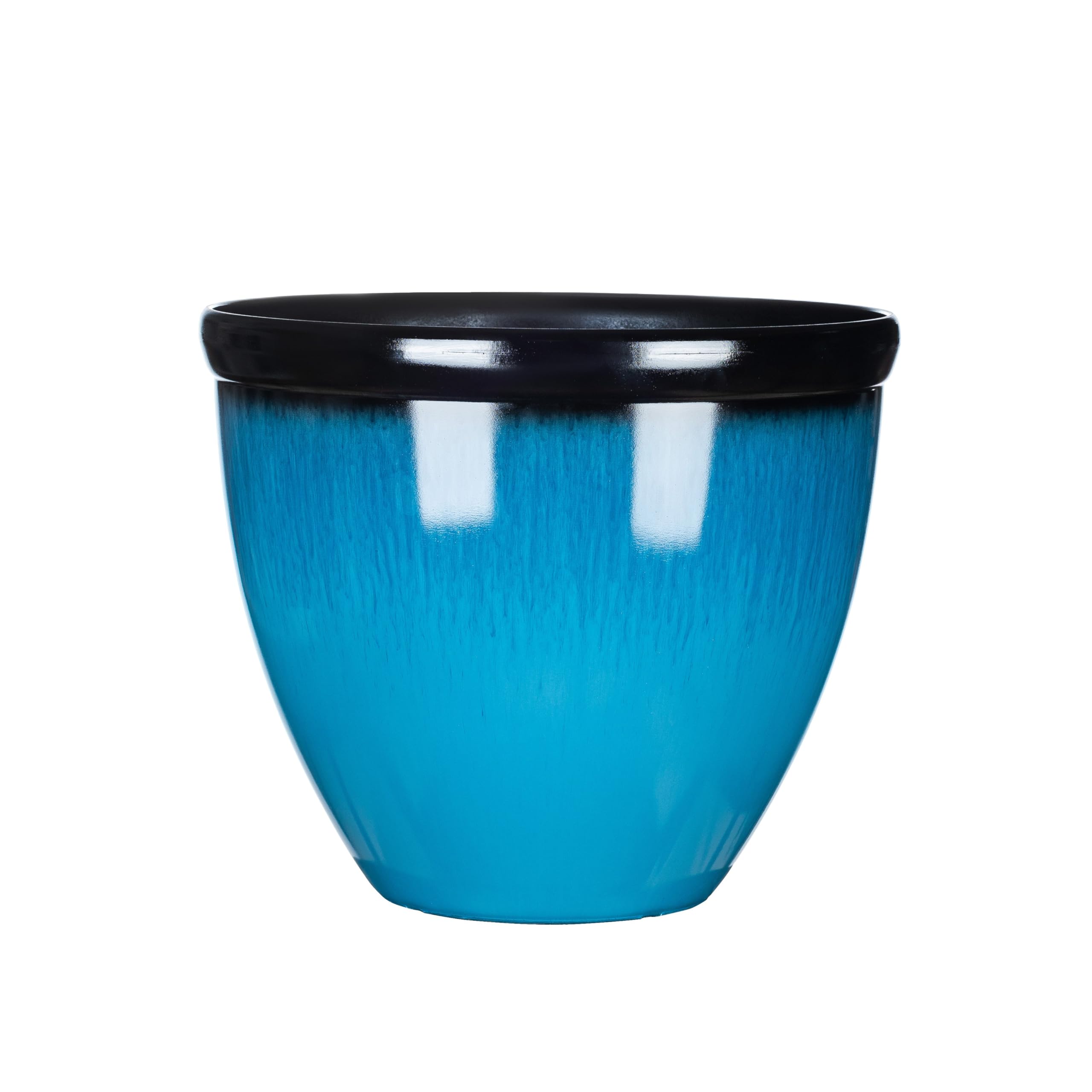 Garden Gear Bell Glazed Effect Outdoor Garden Planter In Sky Blue Durable Lightweight Weatherproof Plastic (X1) from B&Q