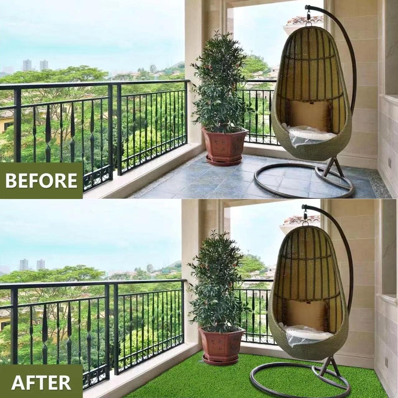 Realistic Artificial Grass Turf 3Feet X 8Feet Indoor Outdoor Garden Lawn Landscape Synthetic Grass Mat,Thick Fake Faux Grass Rug for Pets