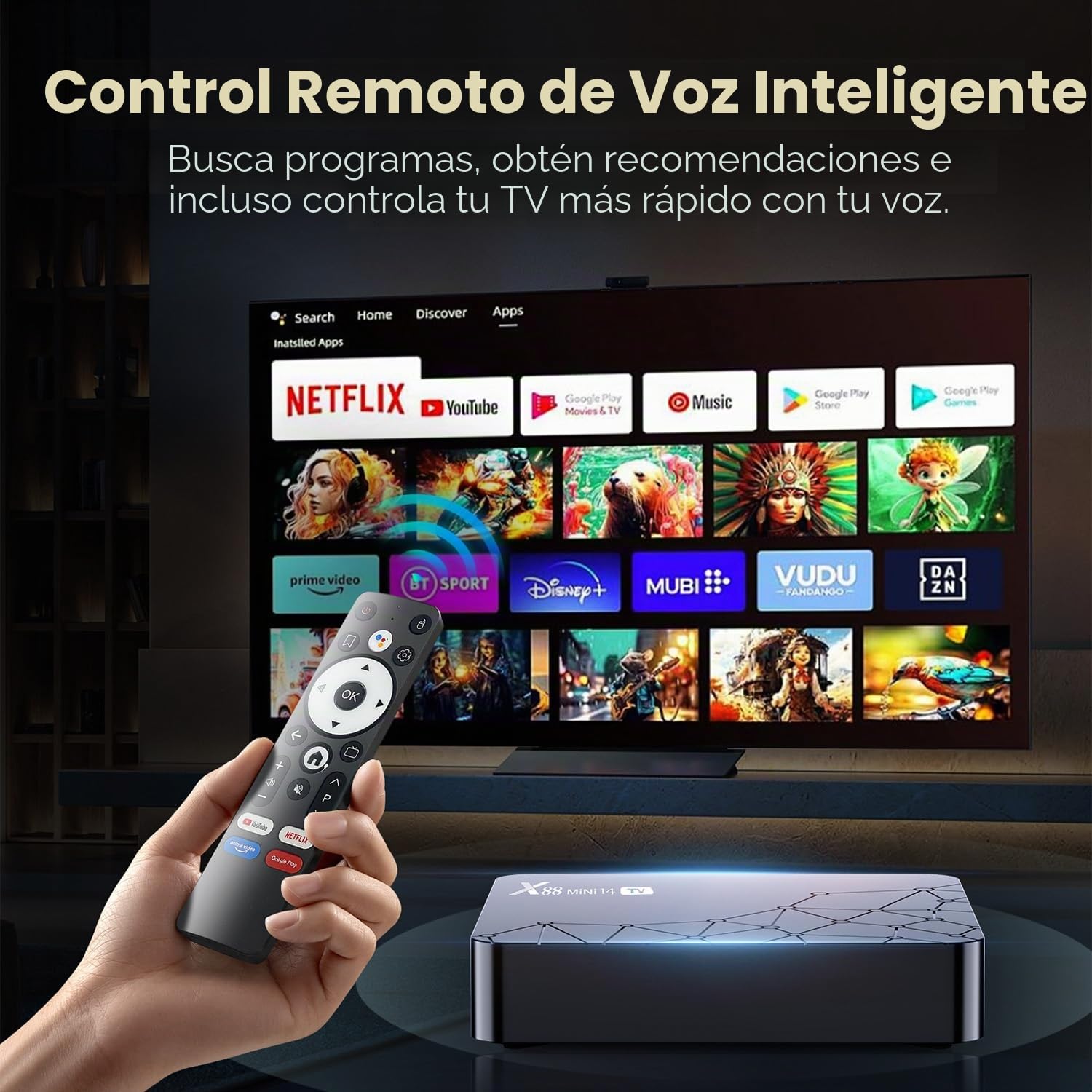 TV Box Android 14.0 2GB de RAM 16GB de ROM, GREVA Box Android TV 4K 8K 2K UHD, Procesador RK3518 64 bits Cortex-A53, 2,4 GHz/5,0 GHz Doble Wi-Fi 6 LAN 10/100 M Bluetooth 5.0 Mini 14 Smart TV Box HD