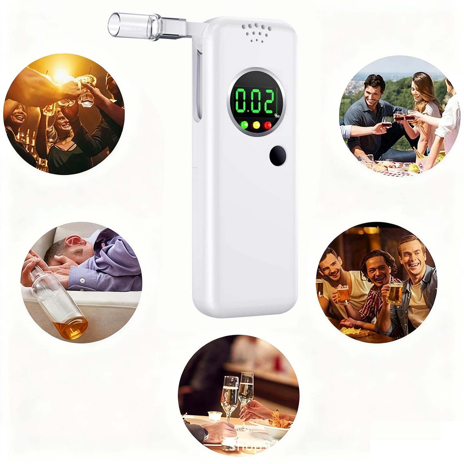 Etilometro Portatile Professionale, Certificato e di Precisione con Display LCD - Tester Alcolico per Casa e Feste, Include 5 Bocchini