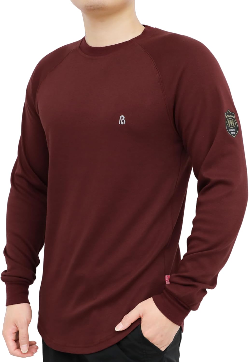 BOCOMAL FR Shirt 7oz Heavyweight Flame Resistant Shirts for Men Fire Retardant Long Sleeve Crew Work Shirts CAT2