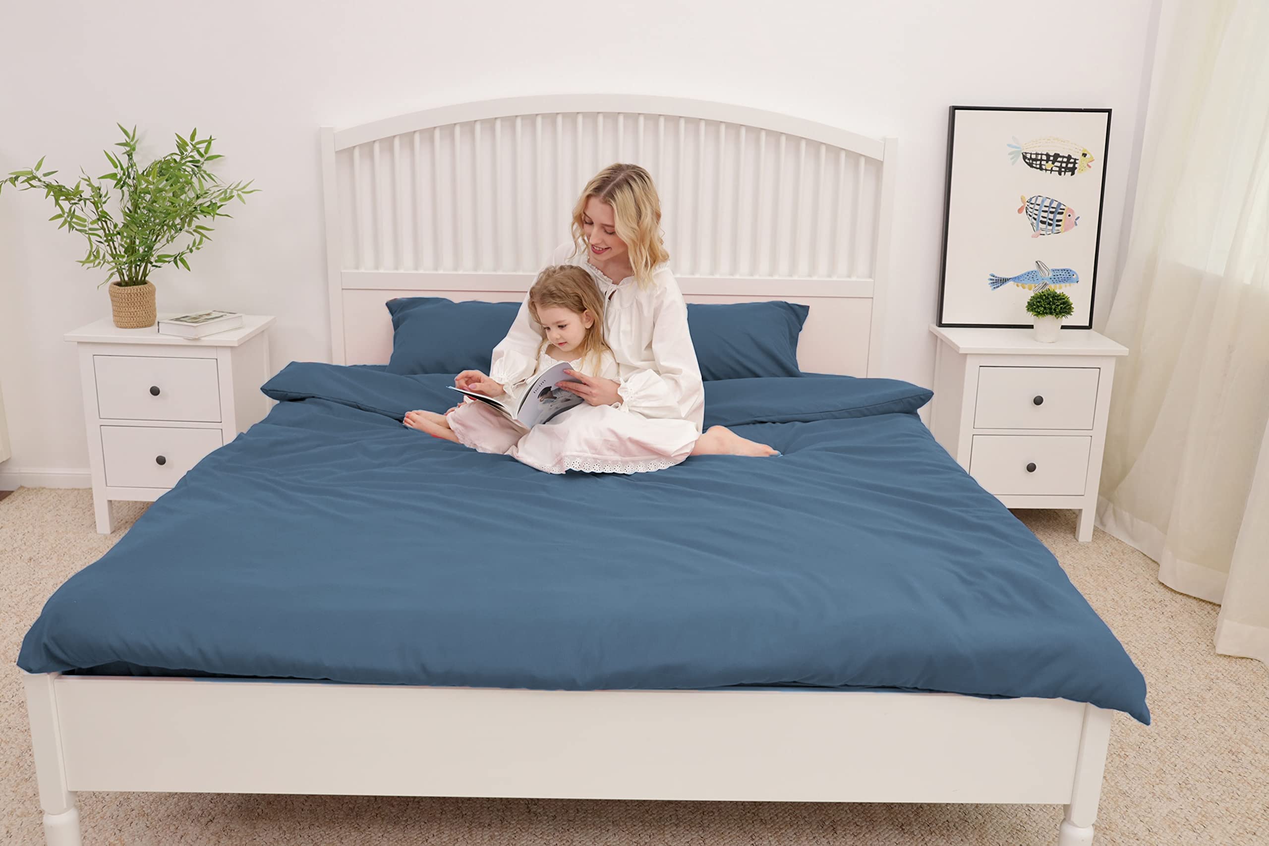 Poligino Set Biancheria da Letto Singolo 155 x 200 cm (1 federa 50 x 80) in Microfibra, Blu, Morbido e Ipoallergenico, inclusa federa 50 x 80 cm