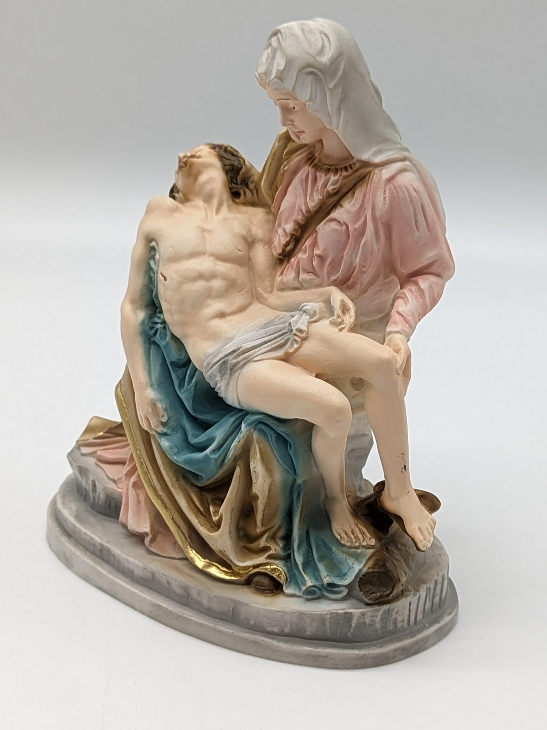 OVUNQUE PROTEGGIMI Statua della Pietà in polvere di marmo h 15 cm, bianca o colorata. 5.90'' Pieta statue by Michelangelo. Jesus Christ Virgin Mary. (colorata)