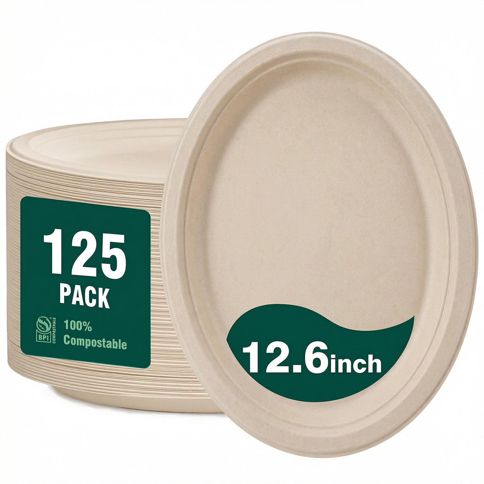 Compostable Paper Plates - 125 Pack -21