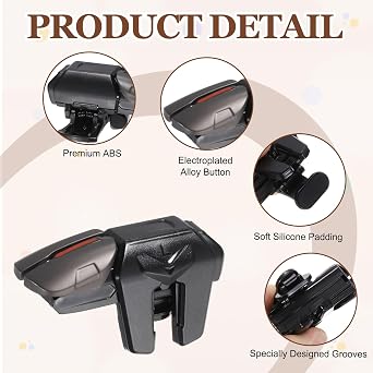 PATIKIL 2 Pair Mobile Triggers, 6 in 1 Auxiliary Button Mobile Phone Game Controller Combo Shoot Target Gaming Joystick for Game Phones, Black