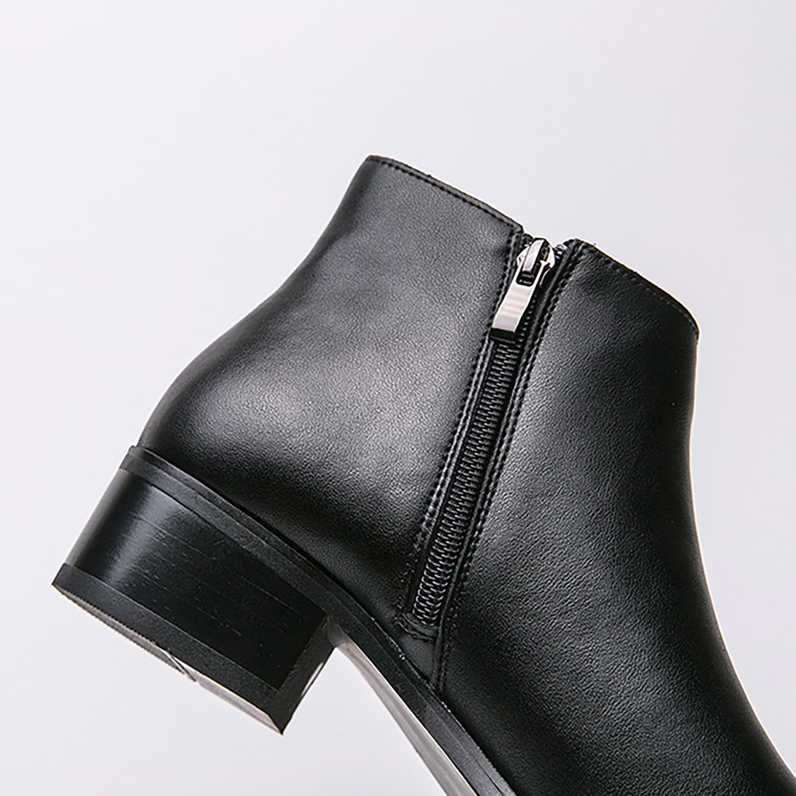 Stivaletti da uomo a punta con tacco basso in pelle sintetica di poliuretano, larghi, stivaletti da salotto per passeggiate all'aperto, scarpe Oxfords antiscivolo eleganti con cerniera laterale