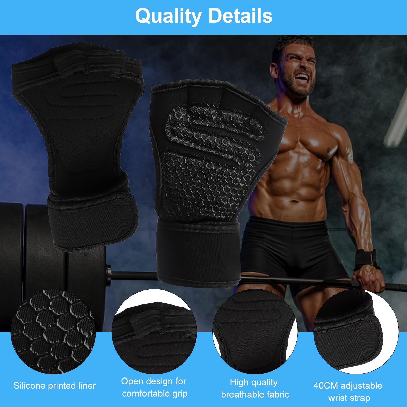 Haltérophilie Traction Gants De Fitness Avec Support Poignet - Anti-Dérapage Et Confortables Gants Sport Femme