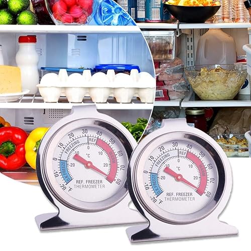 Miniatura 6 de Termómetro de esfera grande para refrigerador, congelador, 6 unidades, serie clásica, para refrigerador, alarma, medidor de temperatura interna para