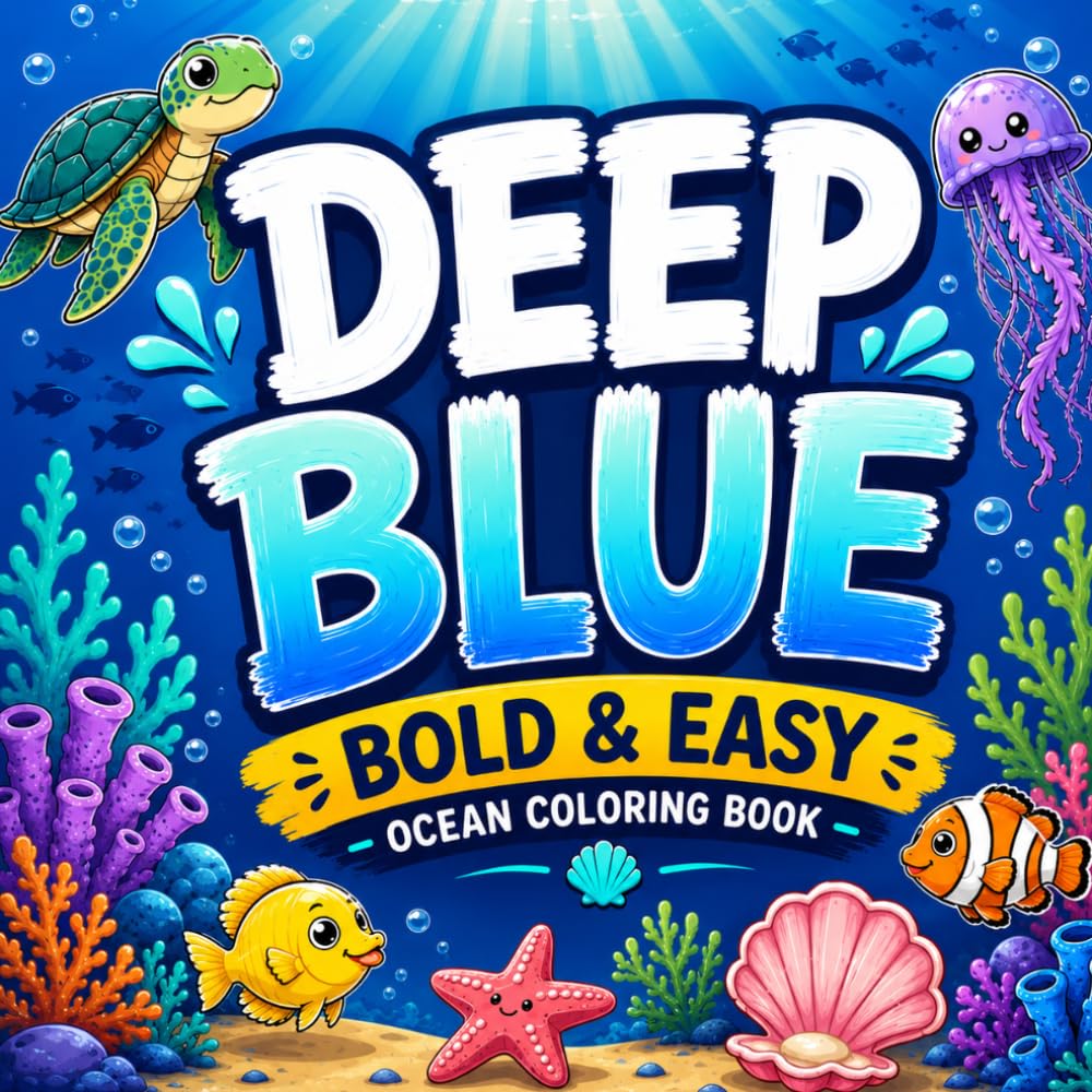 Color Me In: Deep Blue Coloring Book: Bold and Easy Coloring Book