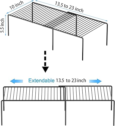 Miniatura 3 de Redrubbit - Estante de mostrador y estante de cocina de metal expandible a prueba de óxido, juego de 4 piezas de 2, ahorrador de espacio para