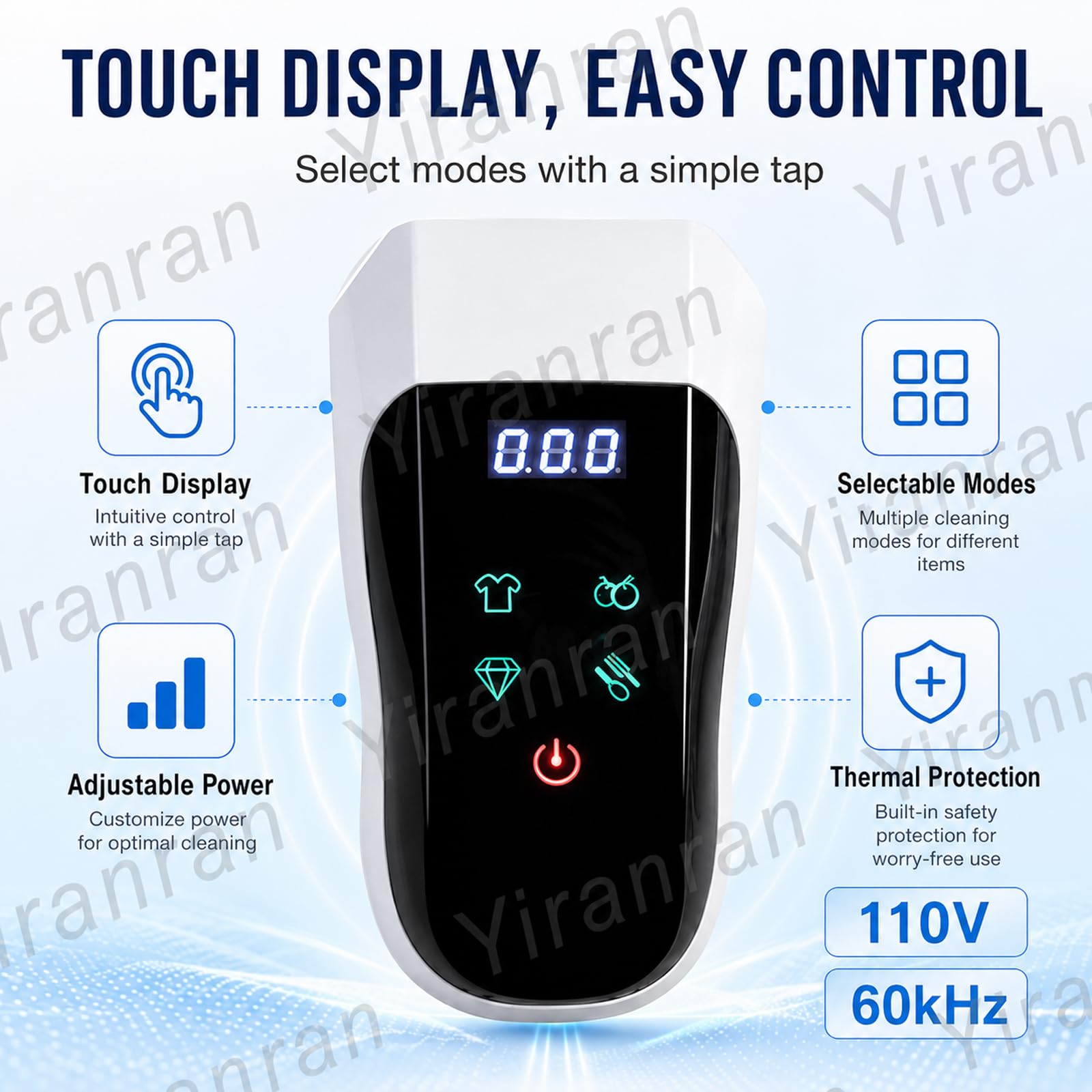 Przenośna ultradźwiękowa myjka ultradźwiękowa, mini zanurzeniowa myjka ultradźwiękowa, automatyczny timer, 60 kHz, idealna do małych przedmiotów, takich jak bielizna, ubrania dziecięce, biżuteria