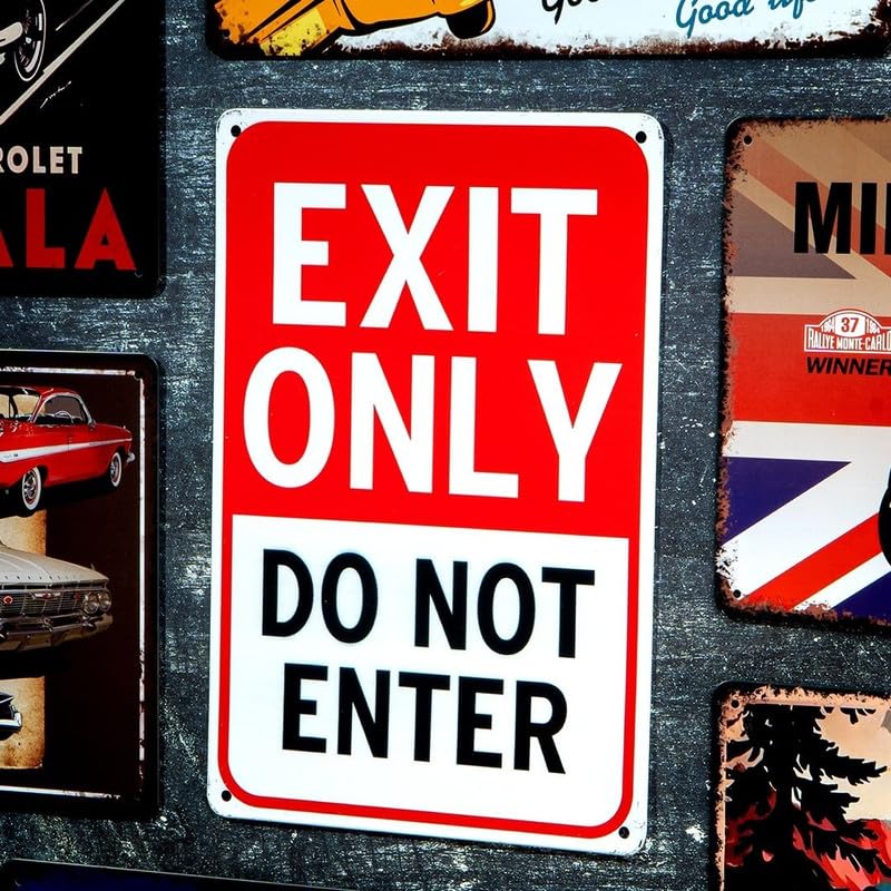 Image of Eazywagon Decorative Retro Metal Signs Wall Plate - 12x8 Inch (Exit Only-Do Not Enter) | Weatherproof Vintage Metal Sign Plate for Cafe, Home, Bar, Garage | Decorative Wall Hanging Sign Board
