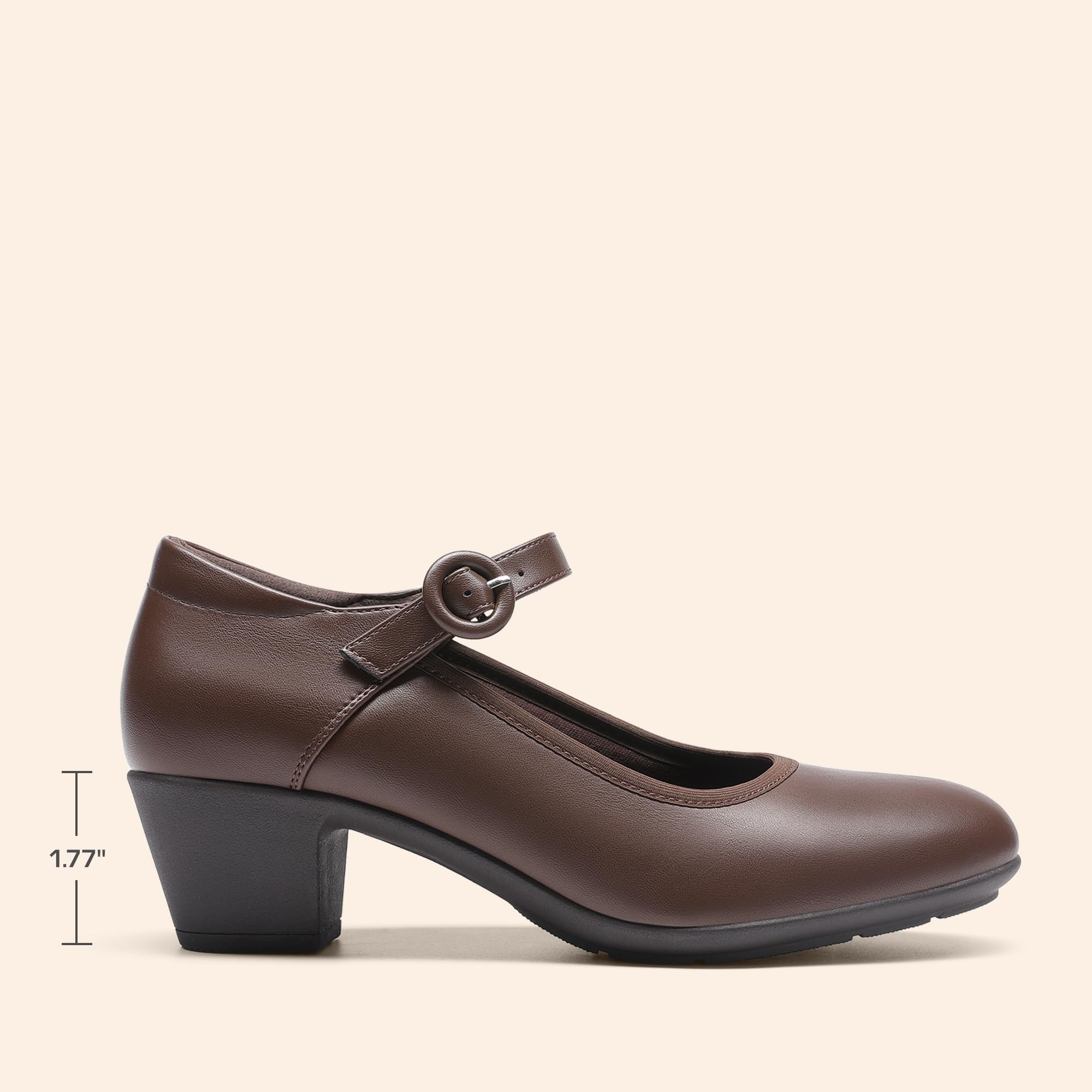 DREAM PAIRS Mary Jane Chaussures à talons bas et épais pour femme - Escarpins confortables - Pour le travail et les affaires
