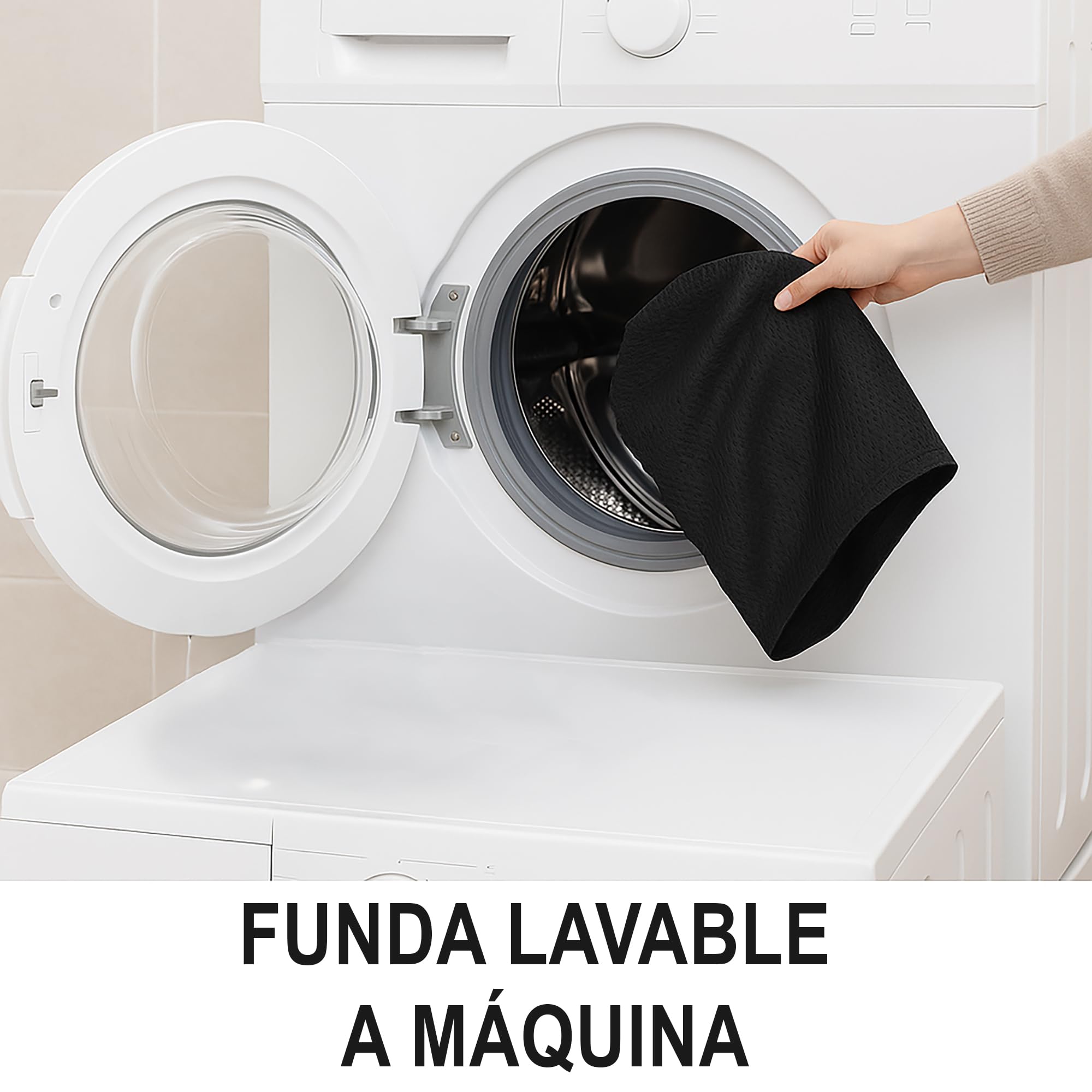 Cojín Lumbar Ergonómico Viscoelástica Alta Densidad D50 con Bolsa – Soporte Anatómico para Espalda y Cervicales – Correas de Sujeción Ajustables y Base Antideslizante – Oficina, Coche o Sofá – Negro