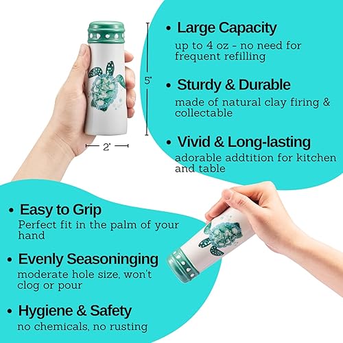 Miniatura 4 de Salero y pimentero de tortuga, decoración náutica del océano costero, accesorios de cocina verde azulado y decoración de cocina turquesa, juego de