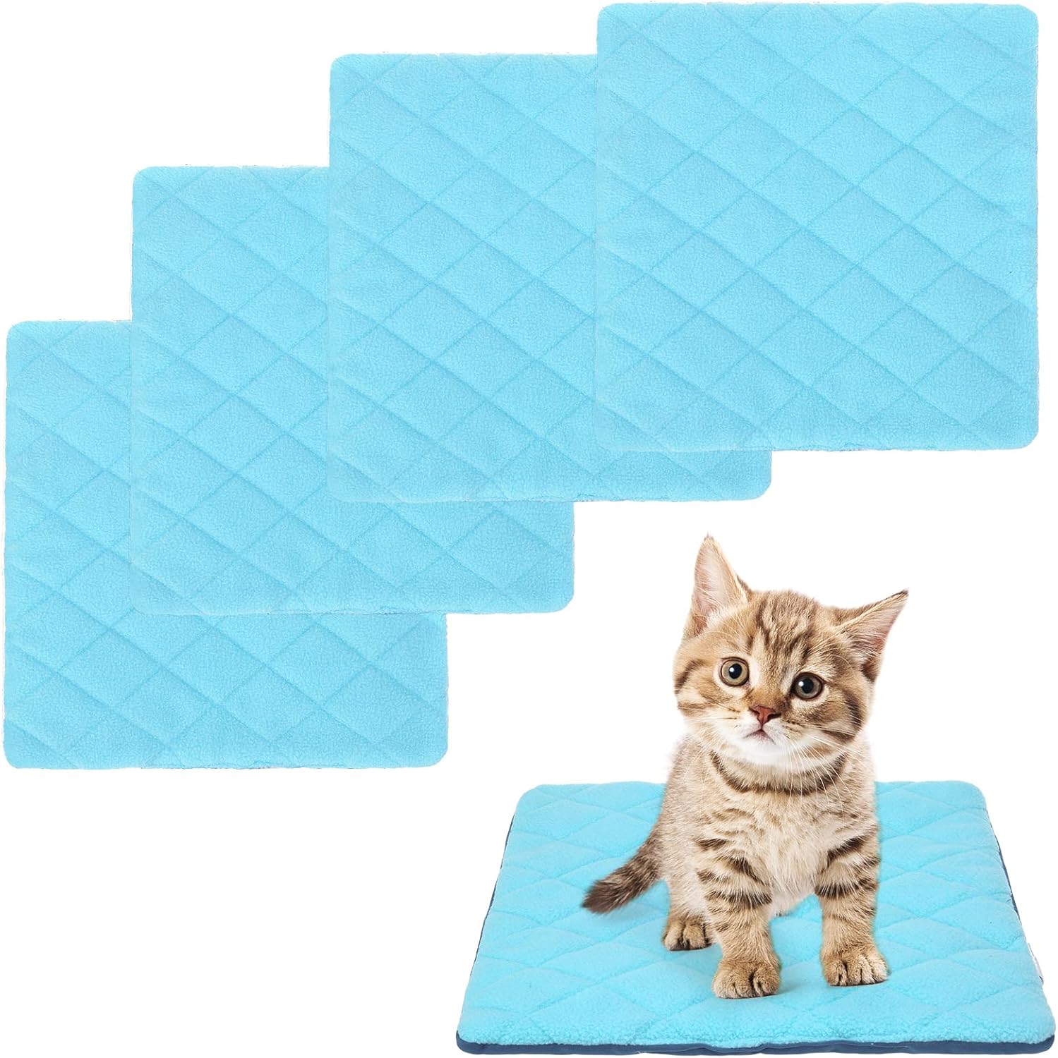 BINGPET Cat Bed Mat Pack of 4 Soft Fleece Cat Sleeping Pad, AntiSlip