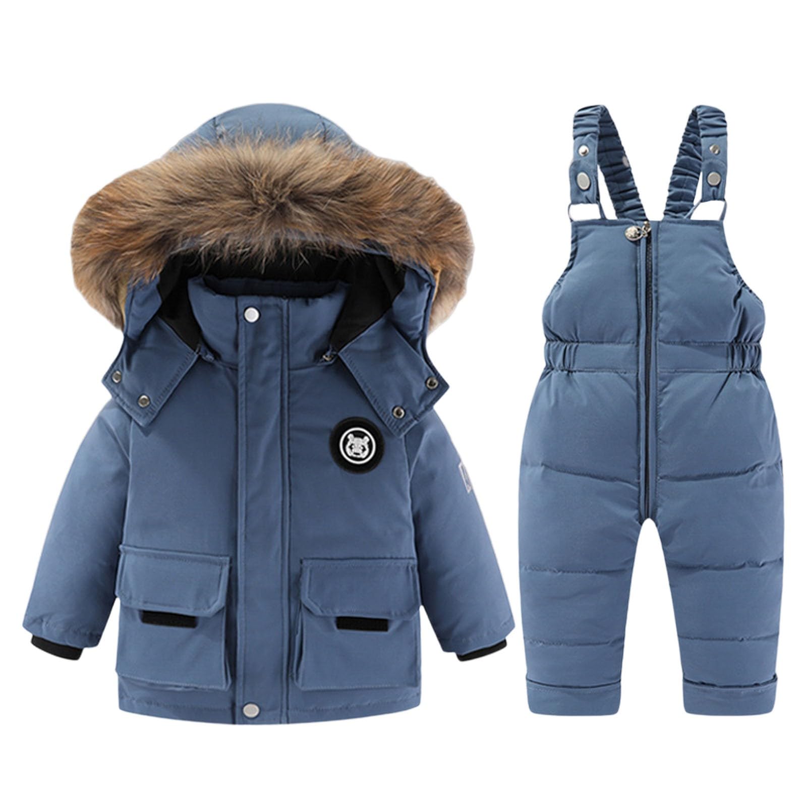 Generisch Traje de nieve de invierno para niña, mono térmico, dos piezas, acolchado y cálido, ropa para el frío