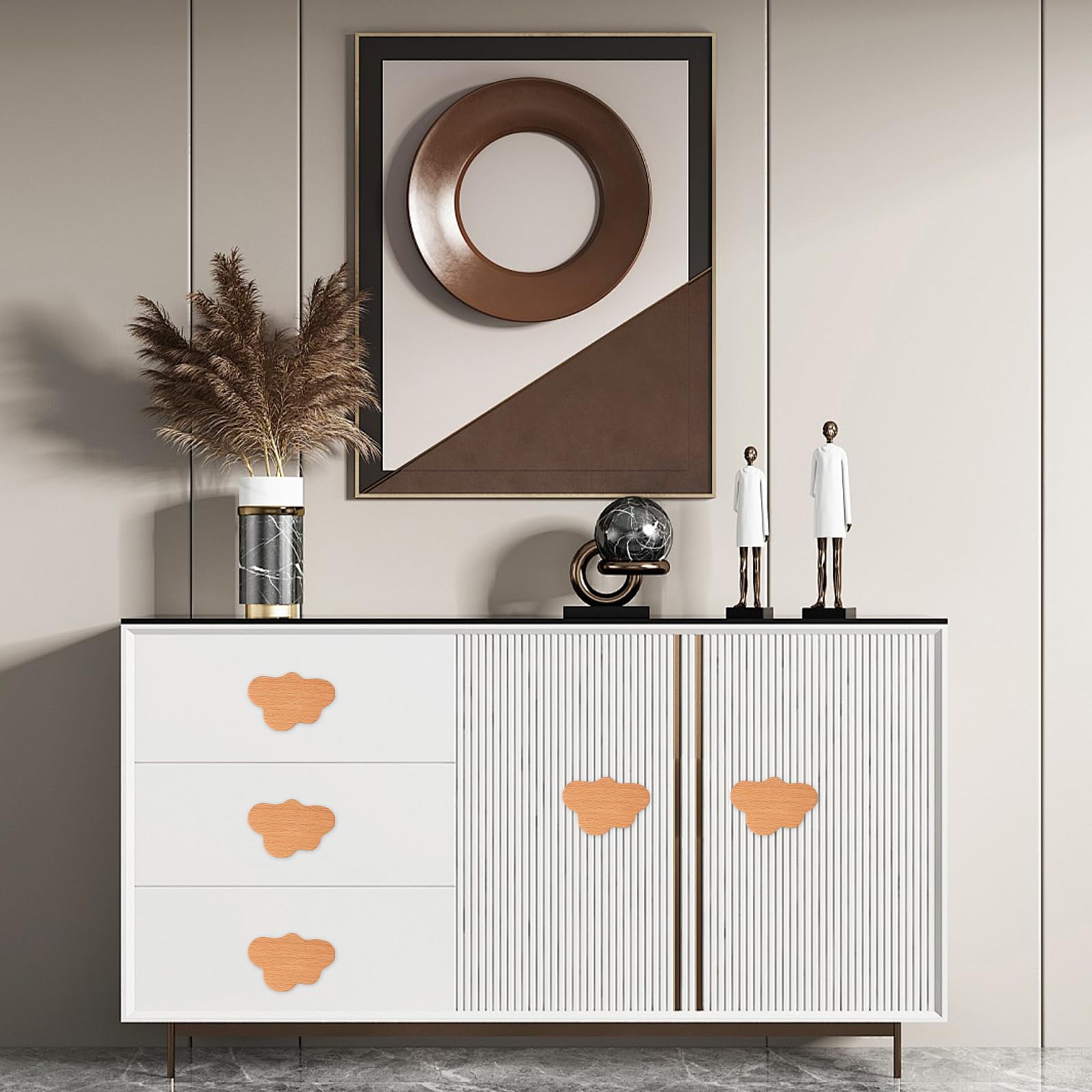 Pomelli per Porte Bambini, 6 Pezzi Pomelli in Legno a Forma di Nuvola, Maniglie per Cassettiere con Viti, Maniglie per Mobili