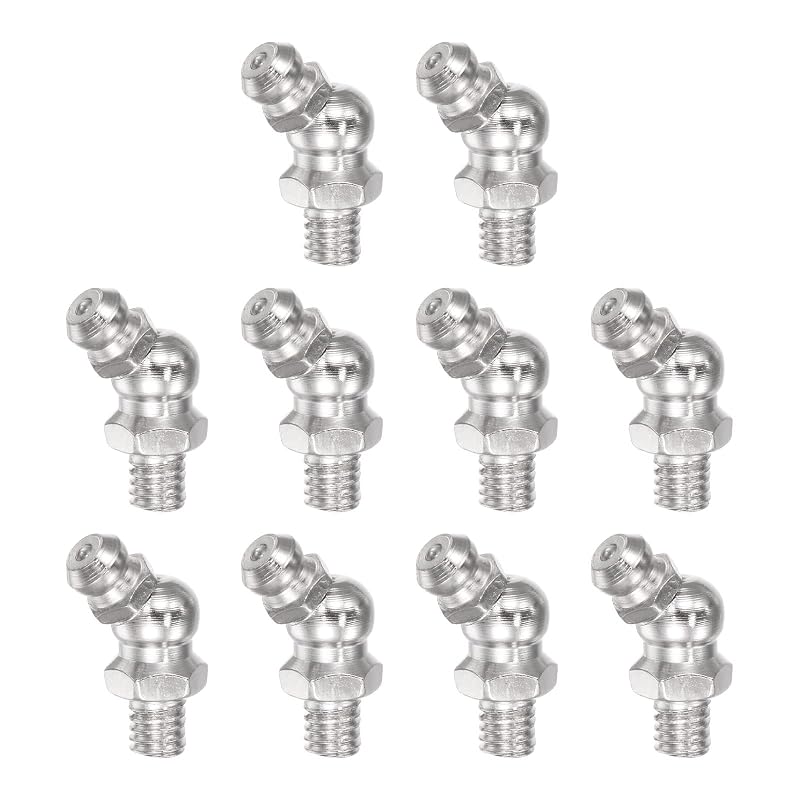 Kit de Engraxadeiras Hidráulicas 45° com Rosca M6 x 1 em Ferro Niquelado uxcell, 20 peças