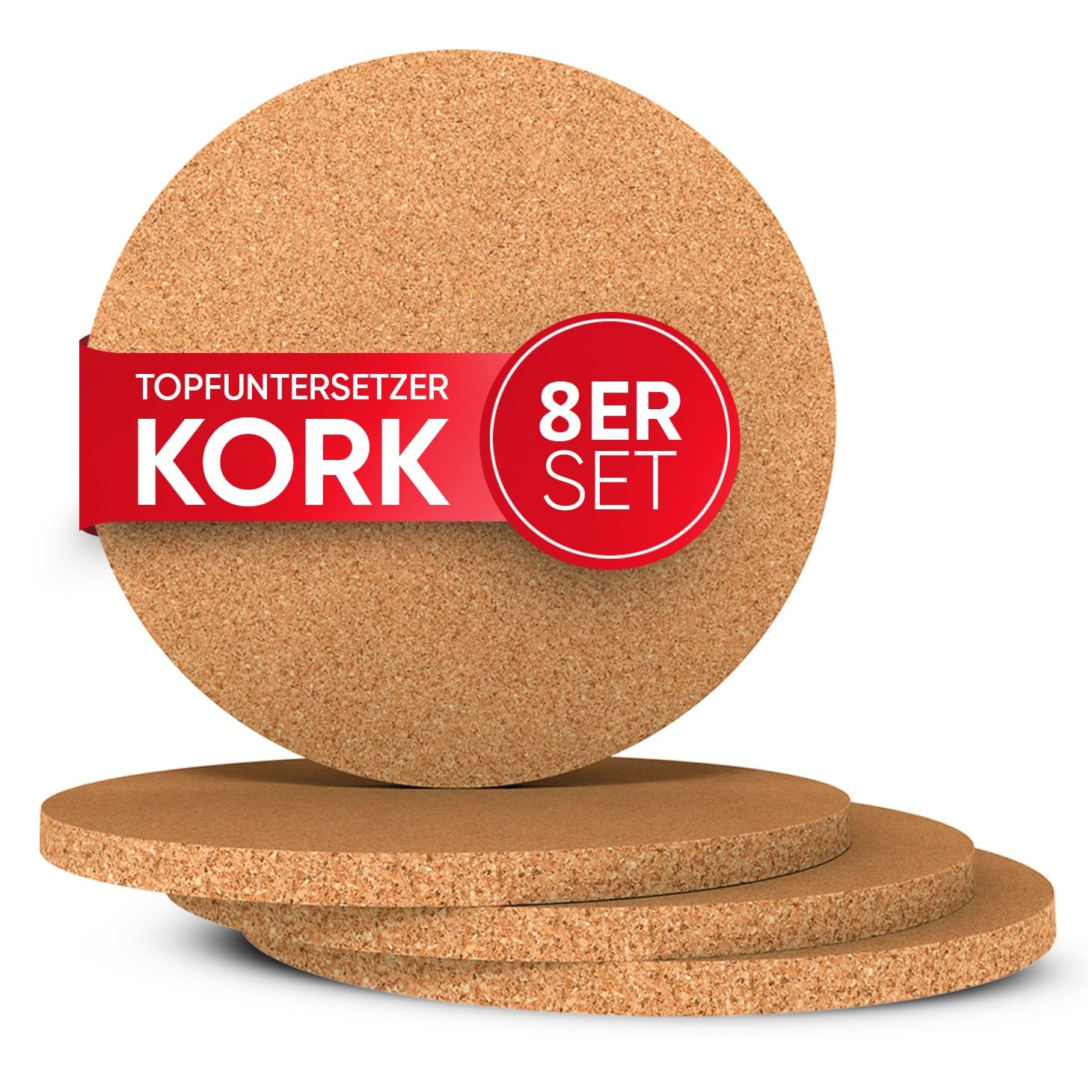 wortek Dessous de plat en liège - Dessous de plat pour casseroles, poêles, plats à four pour cuisine, plan de travail, raclette et set de casseroles - Dessous en liège carré I