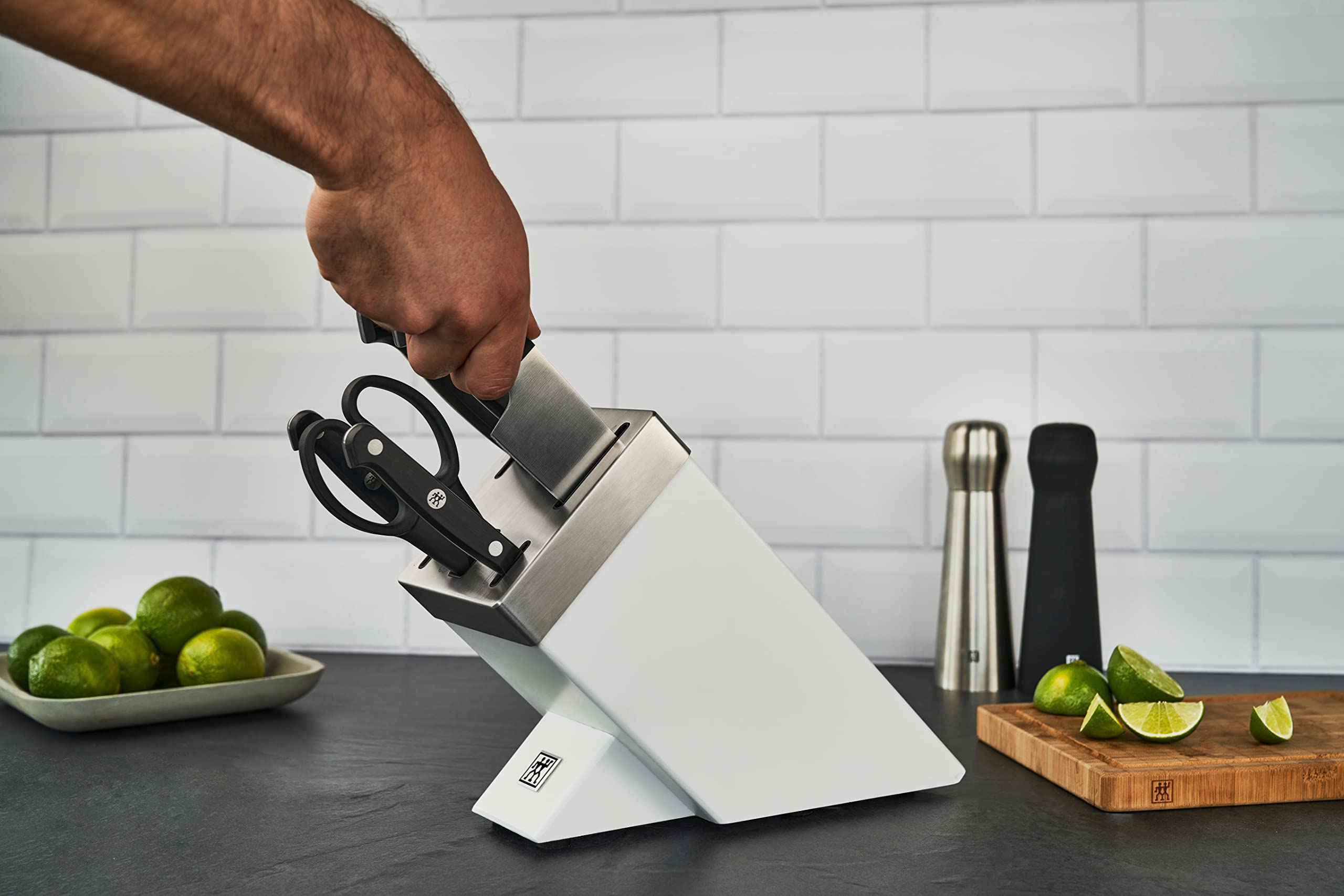 ZWILLING Gourmet bloque de cuchillos autoafilable, 7 piezas, acero especial inoxidable, blanco, Made in Germany