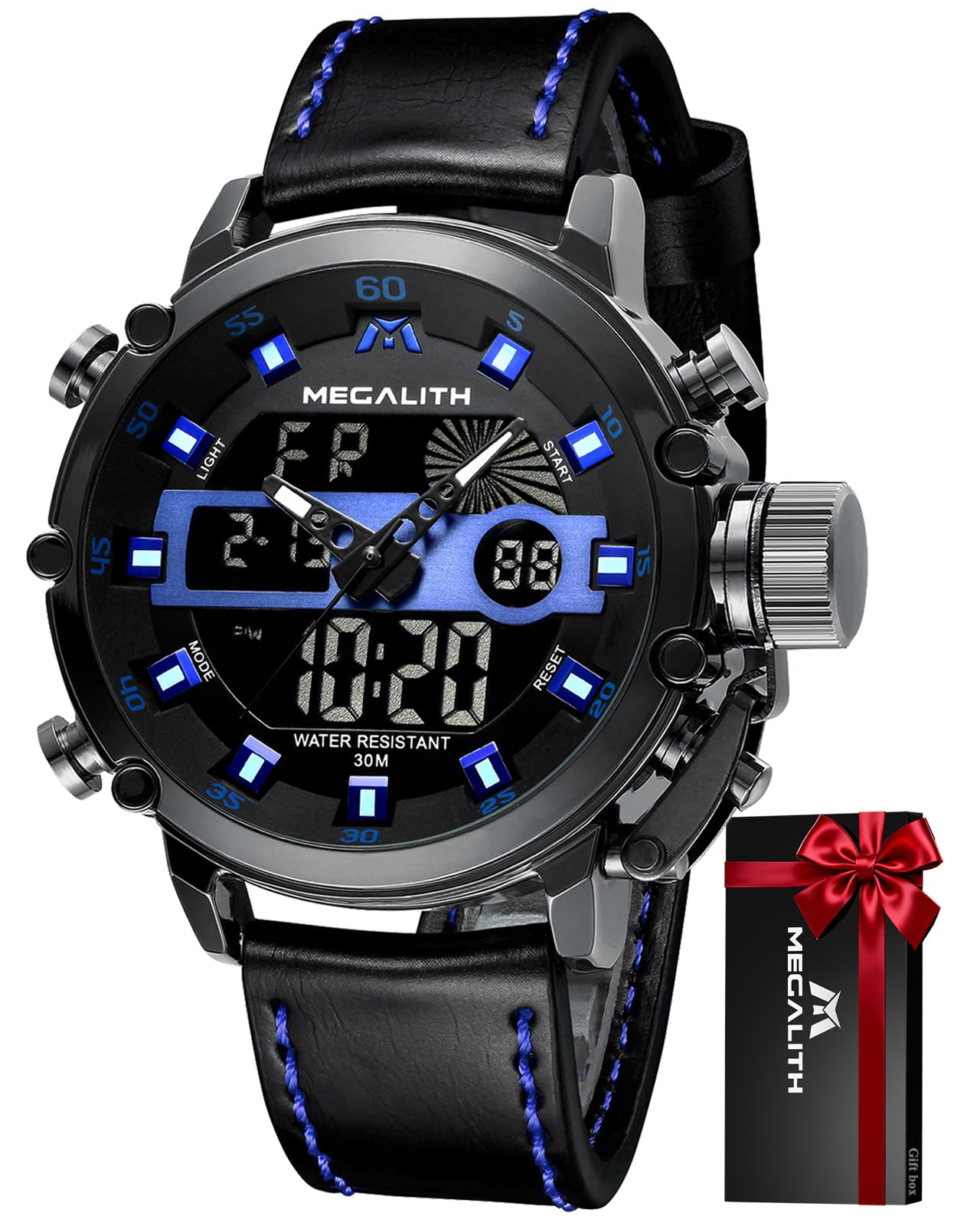 Digital Mens Watches Military Sports Watches for Men Waterproof Stopwatch Alarm - Tactical Heavy Duty Wrist Watch Nylon Leather Strap