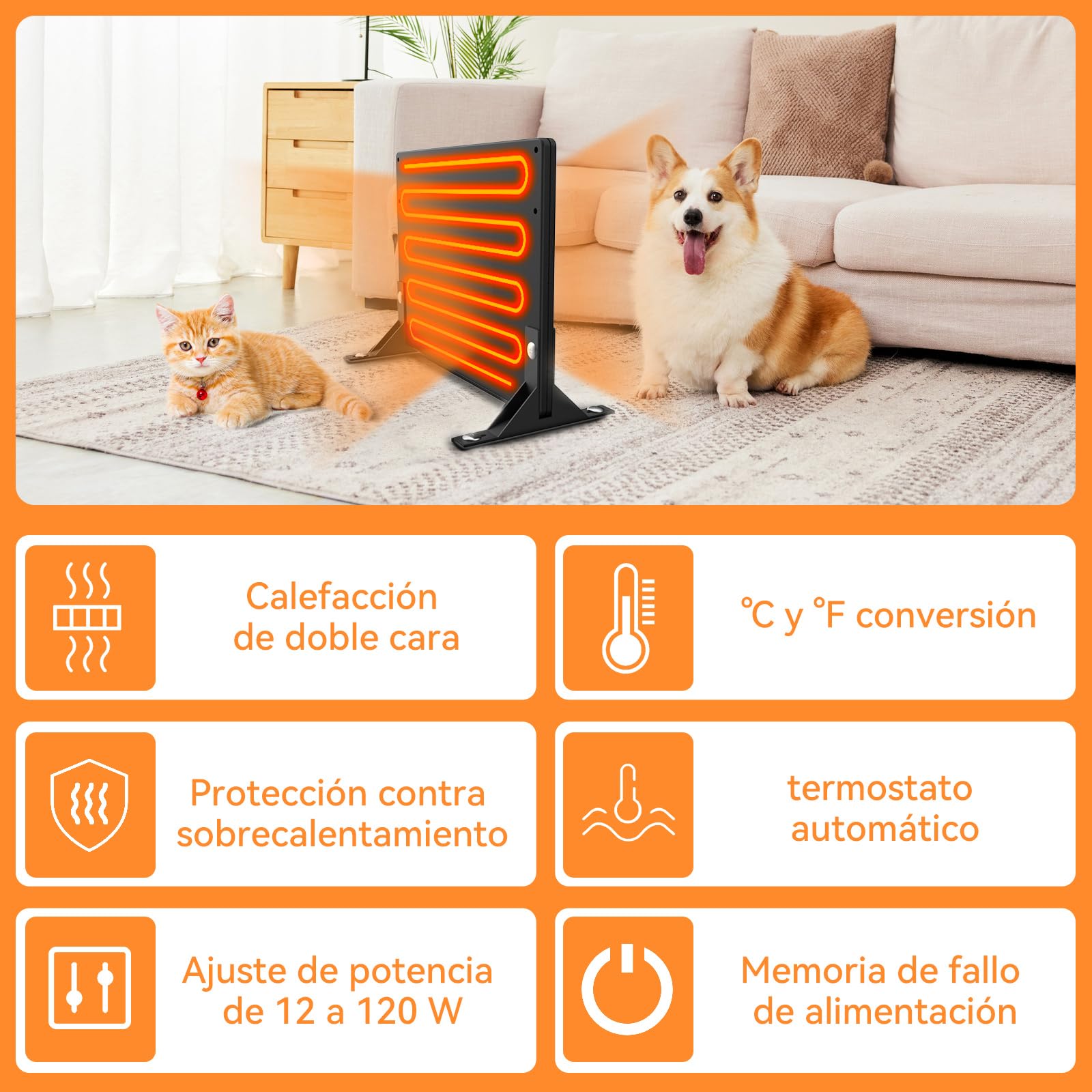 MQUPIN Calentador de Gallineror & Criadora de Pollitos 2-in-1, 120w Calefacción Doble Calentador de Gallineror, 5℃-80℃ Ajuste de Temperatura, 24H Temporizador Calefacción Gallinero para Pollos, Patos
