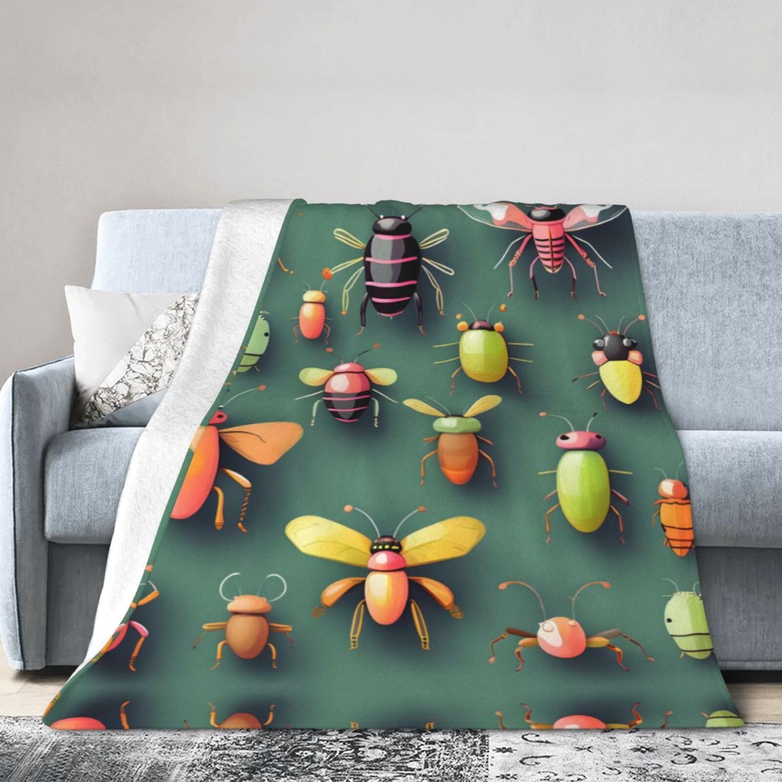 Insect Atlas 50"x40" Fleece Blanket, Full Size, Super Soft, Suitable for Bed, Sofa, Camping, All Seasons