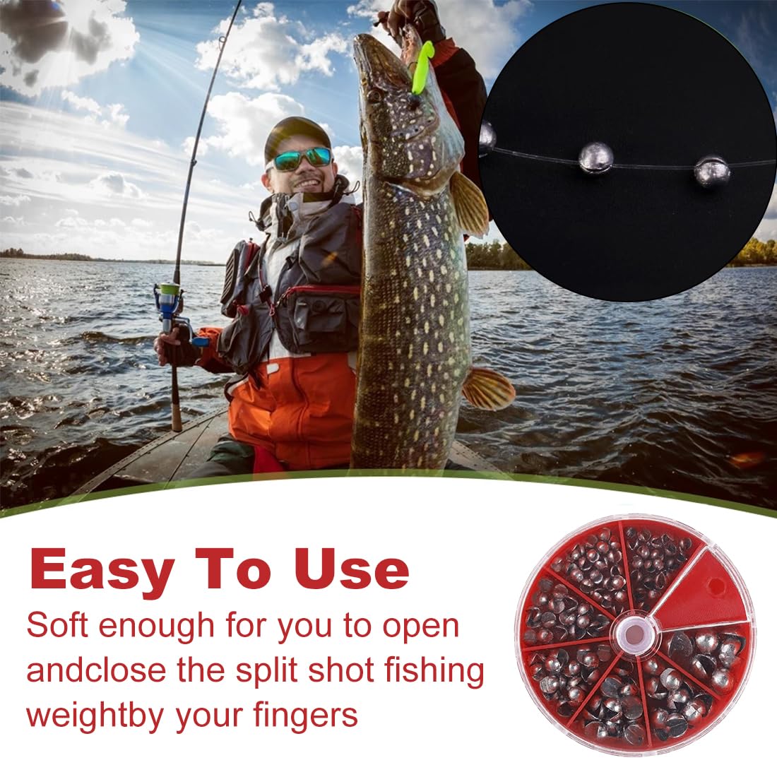 2 Cajas Plomos Pesca,anzuelos redondos para pesca,Plomo De Pesca para Pescar con Peso de Balsa,Plomo De Pesca para Pescar con Peso de Balsa,Split Shot Plomos Pesca