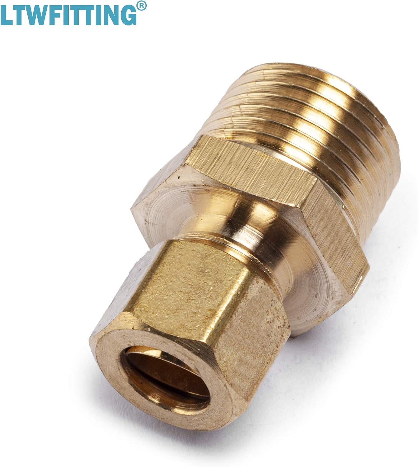 LTWFITTING Brass 3/8 OD x 1/2 Male NPT Compression Connector Fitting(Pack of 20)