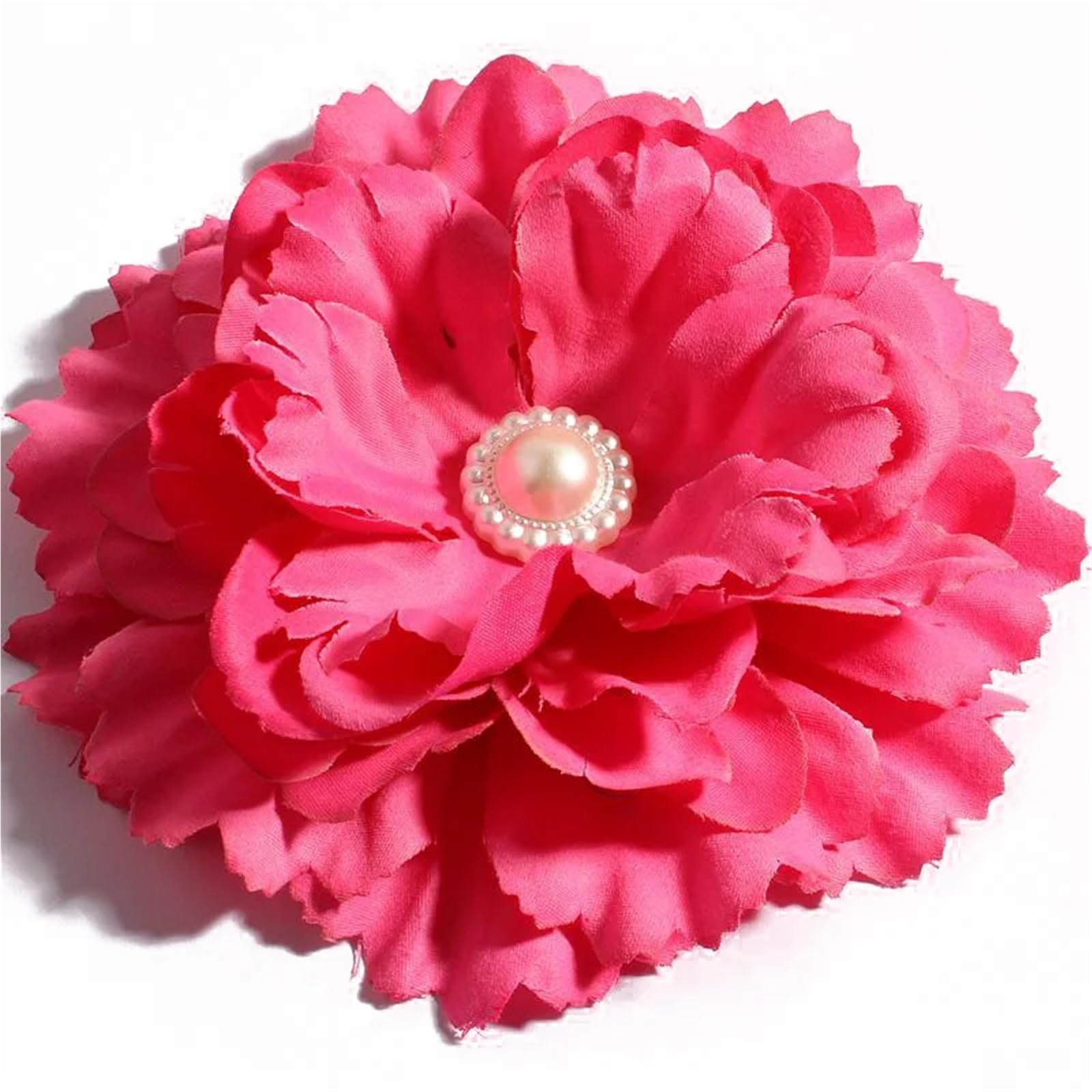 MDSRFGN Fabric Flowers 10pcs 11CM 20Colors DIY Shabby Artificial Shaped Fabric Hair Flowers With Pearl Buttons For Girl Headbands(Fuchsia)