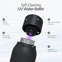 Vista 2 de UVBRITE Botella UV autolimpiante y purificadora de agua TT-B02-Vaso de acero inoxidable recargable aislado de 18.6 onzas con bloqueo de seguridad