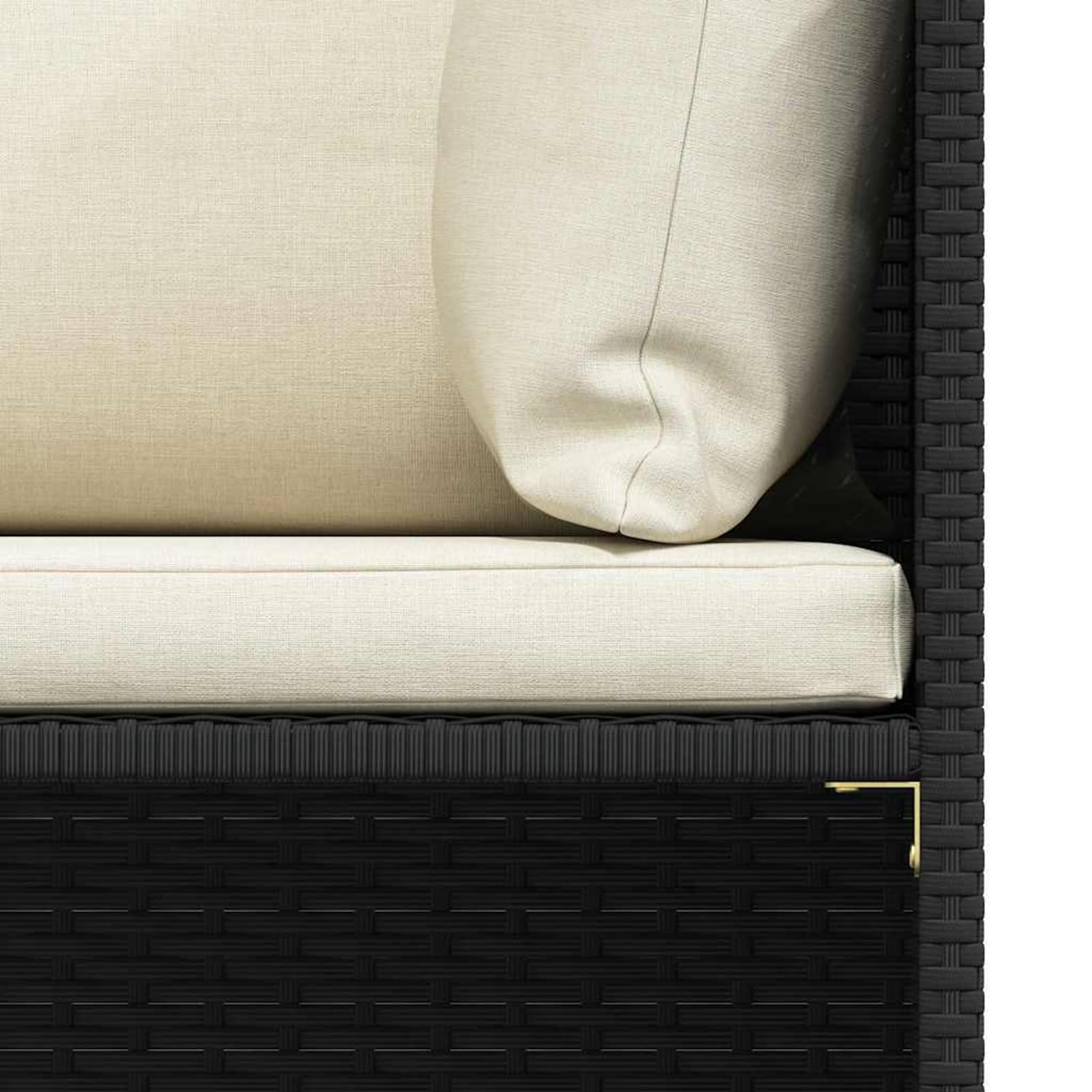 Gecheer Divano da giardino, 3 posti con cuscini in polyrattan nero, per esterni
