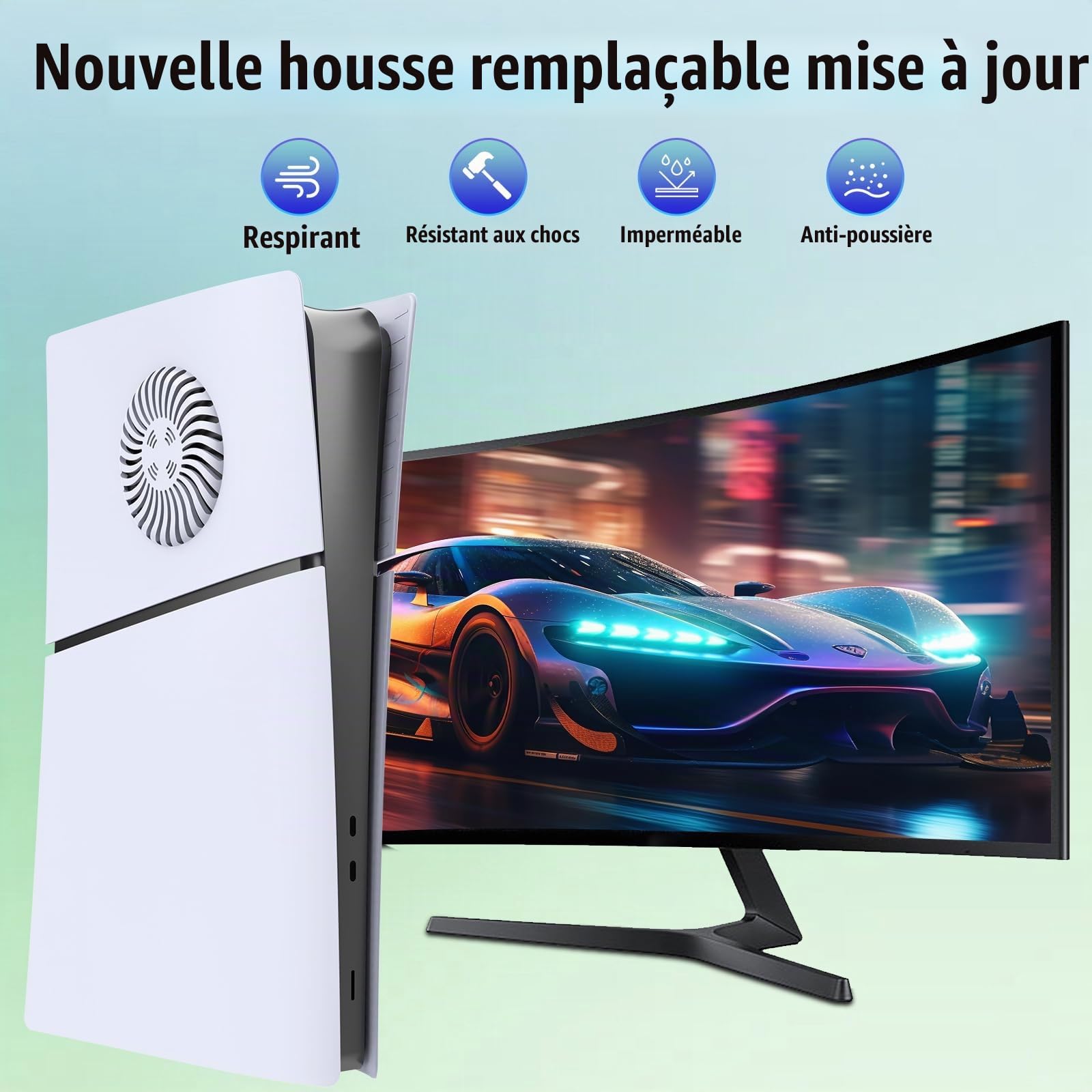 Hzxkqmil Couvercle des Plaques de Rechange pour PS5 Slim Édition Digital | Plaques Latérales avec Aérations Coque de Remplacement Personnalisée Panneau ABS Accessoires pour PS5 Slim Console, Blanc