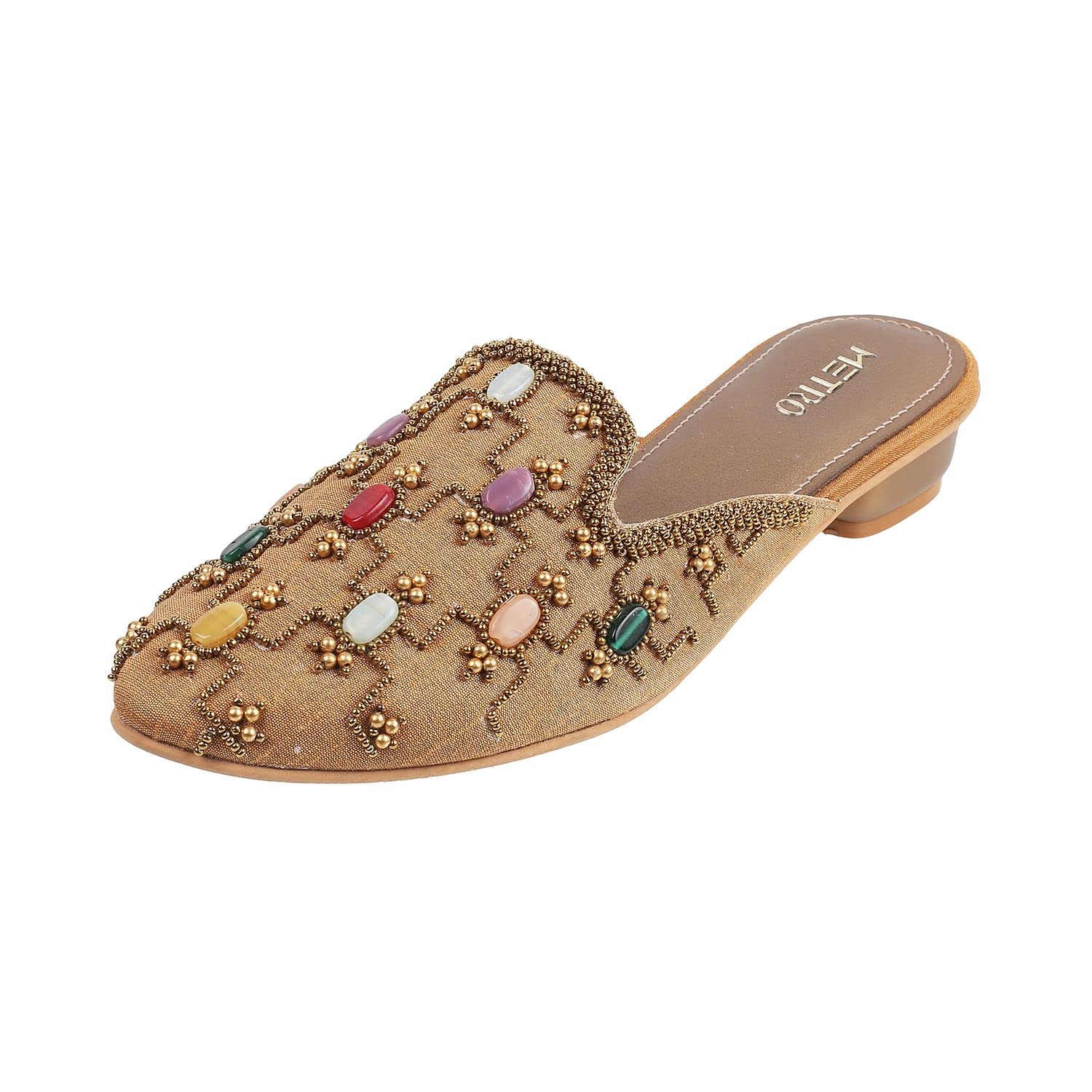 Metro Women Antic Gold Beaded Slip Ons, EU/39 UK/6 (35-181) (B0BQHXMVD4) Amazon Price History, Amazon Price Tracker