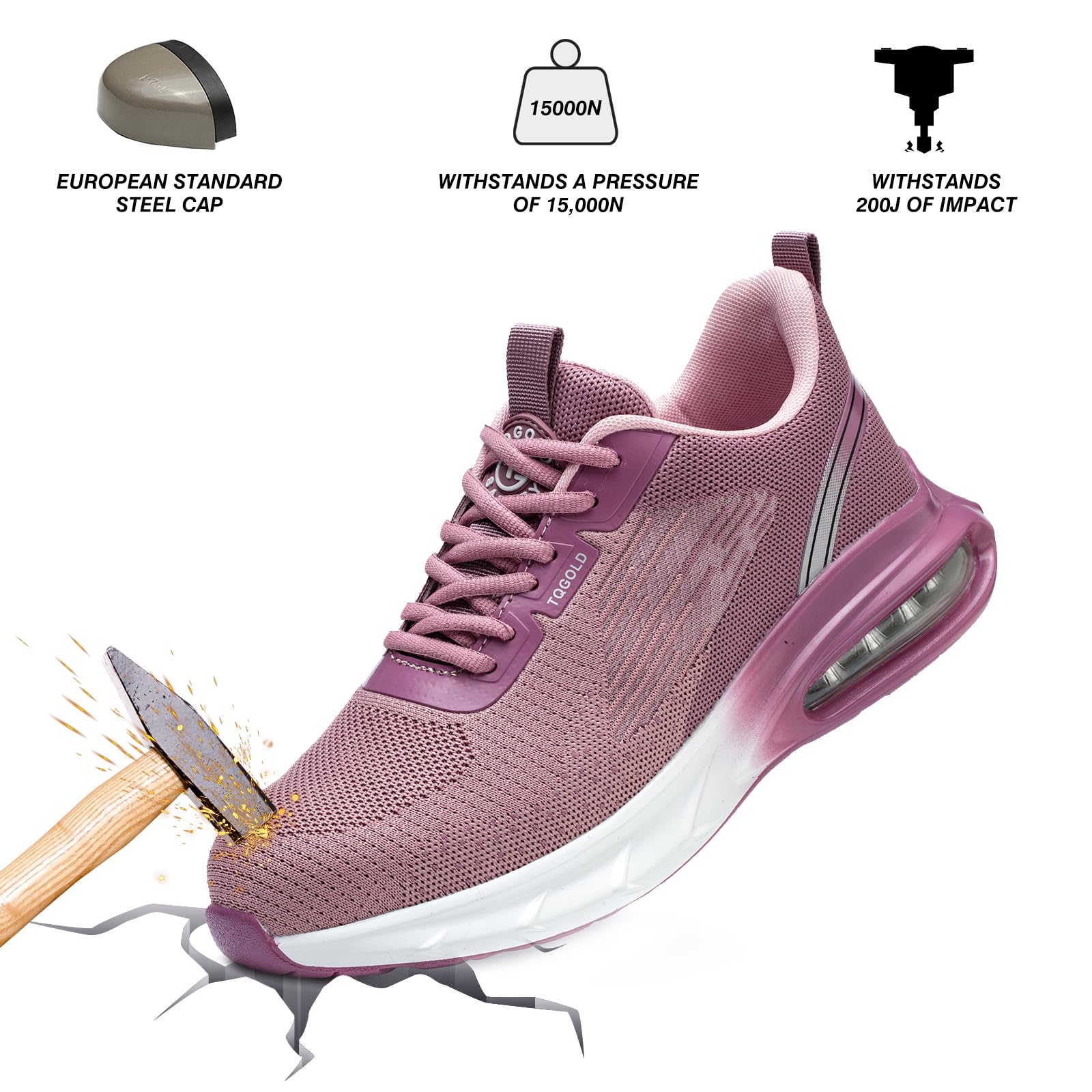TQGOLD Chaussure de Securité Homme Femme Basket de Securite Amorti Protection Embout en Acier Chaussures de Travail