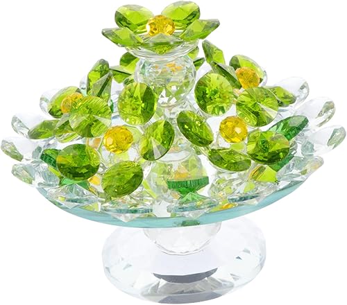 PRETYZOOM Adorno de cristal para maceta, cristales grandes, decoración para el hogar, acentos verdes, decoración única de maceta
