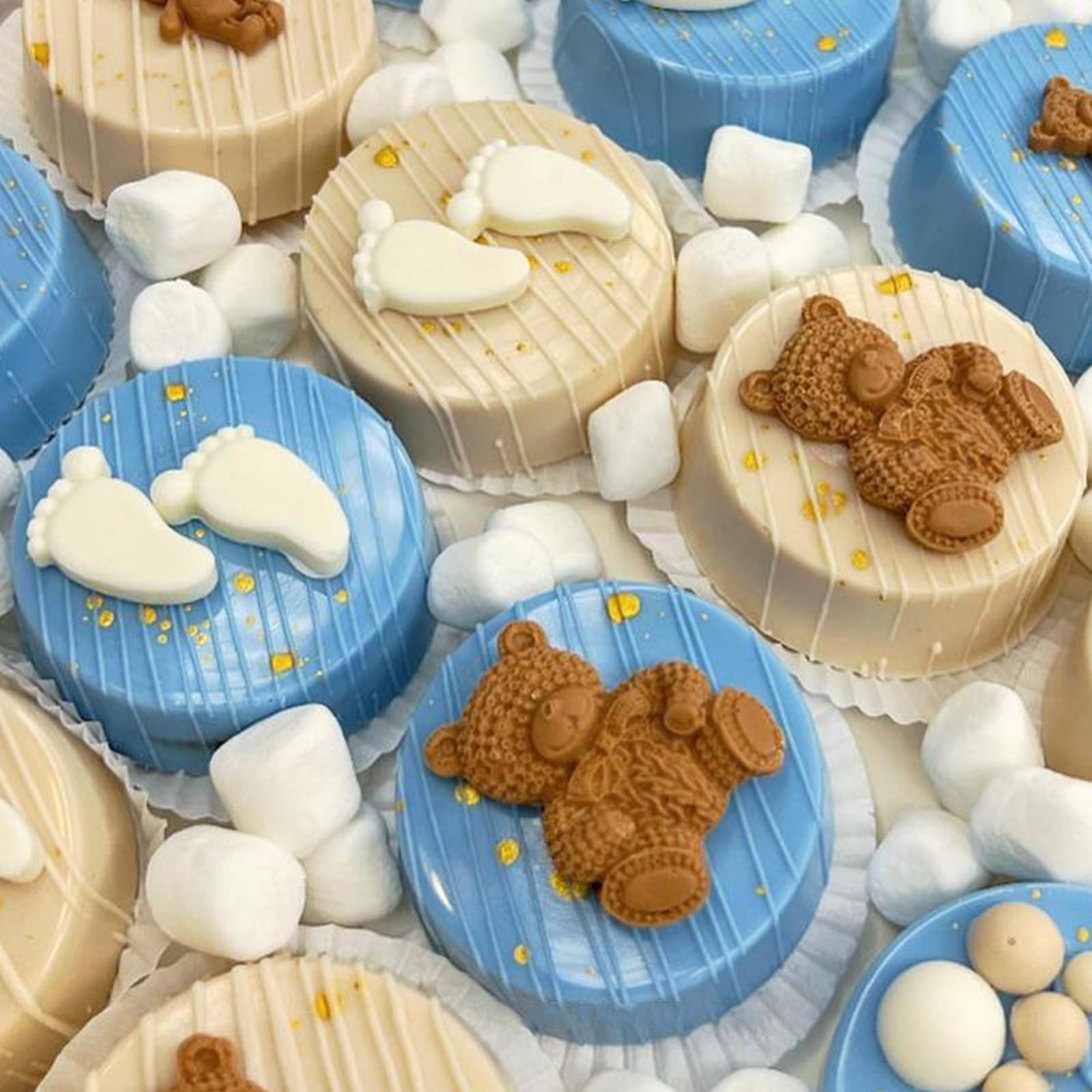 Moldes de silicona para fondant de oso, 5 unidades, molde de chocolate con forma de nubes de estrella y luna para baby shower, molde de cuentas para decoración de pasteles, caramelos, cupcakes