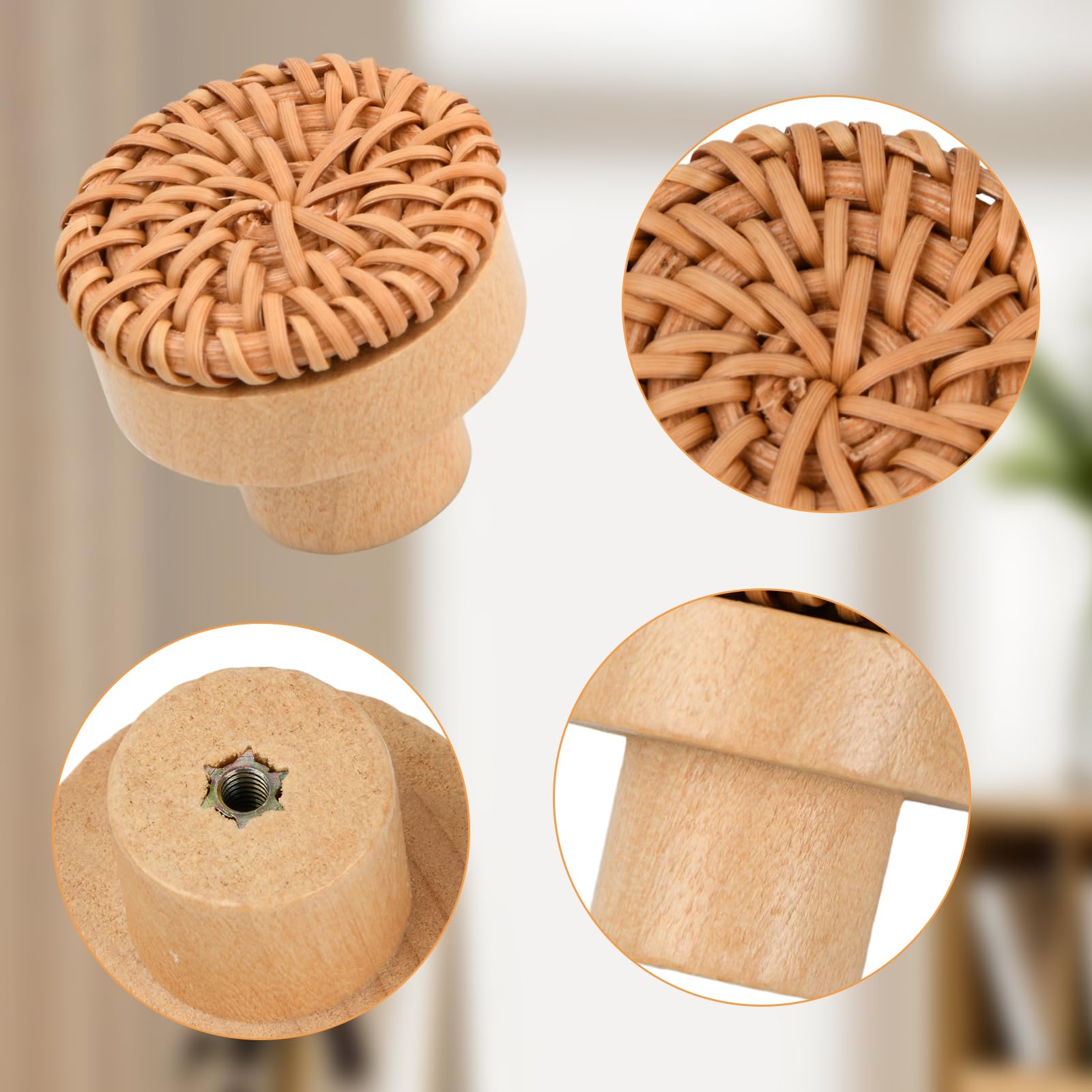 Maniglie Per Mobili In Legno E Rattan - 8 Pezzi Con Viti, Per Cassetti E Armadi - Foto 2