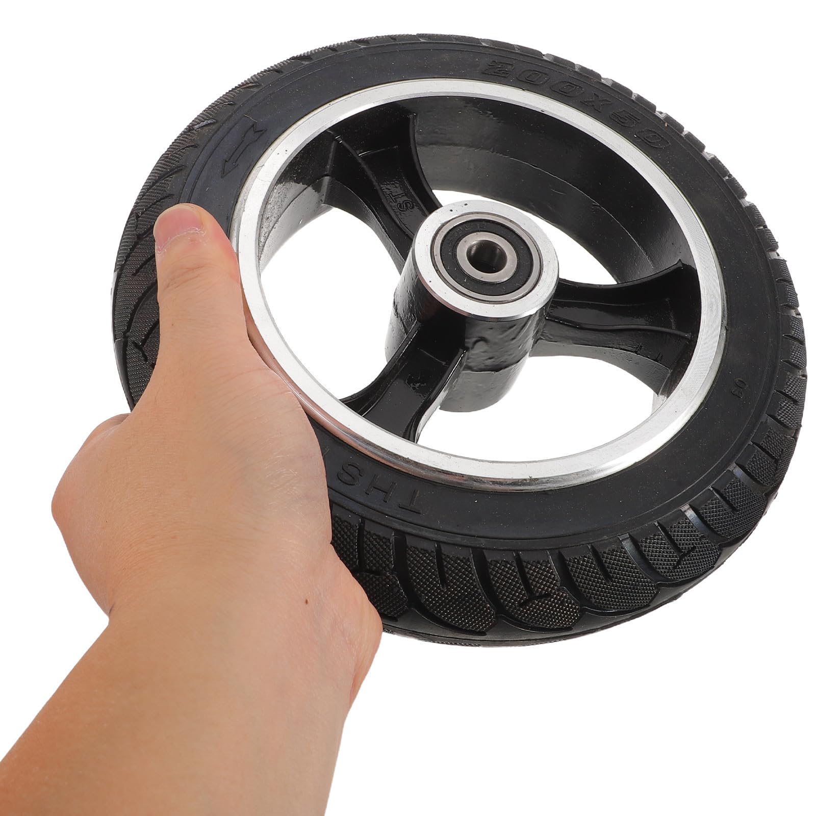 Pneumatico Pieno per Monopattino Elettrico, Ruota Solida per Scooter Elettrico 200x50 8 Pollici, Lega di Alluminio e Gomma, senza Aria, per Strade Cittadine Pianeggianti e Lievi