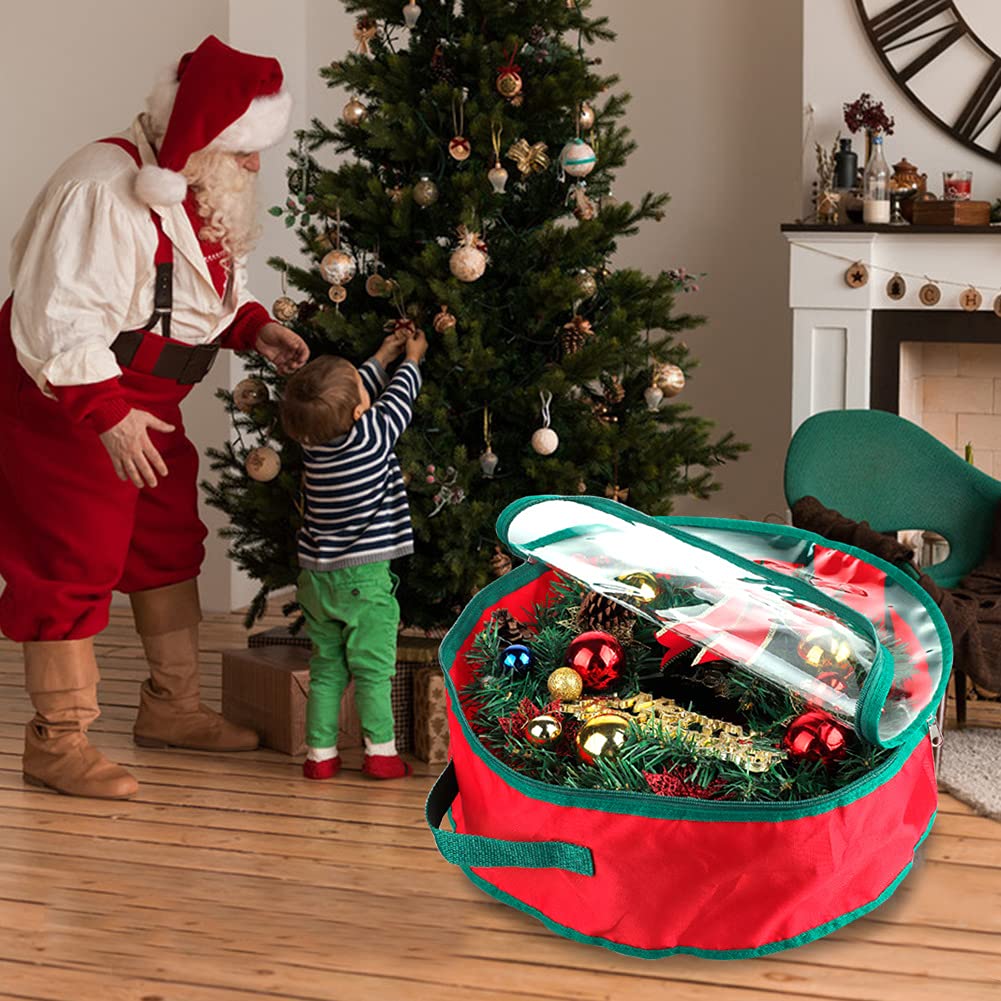 Weihnachtskranz-Aufbewahrungstasche – 76,2x76,2x19,8 Cm, Transparent, Mit Reißverschluss & Griff, 4 Stück