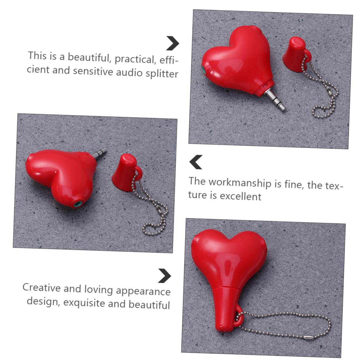 OSALADI 10pezzi Adattatore Audio Splitter Sdoppiatore Cuffie Cuore Compatibile Con Microfono e Auricolari Design Chic e Pratico Facile Da Usare Per Ascolto Condiviso