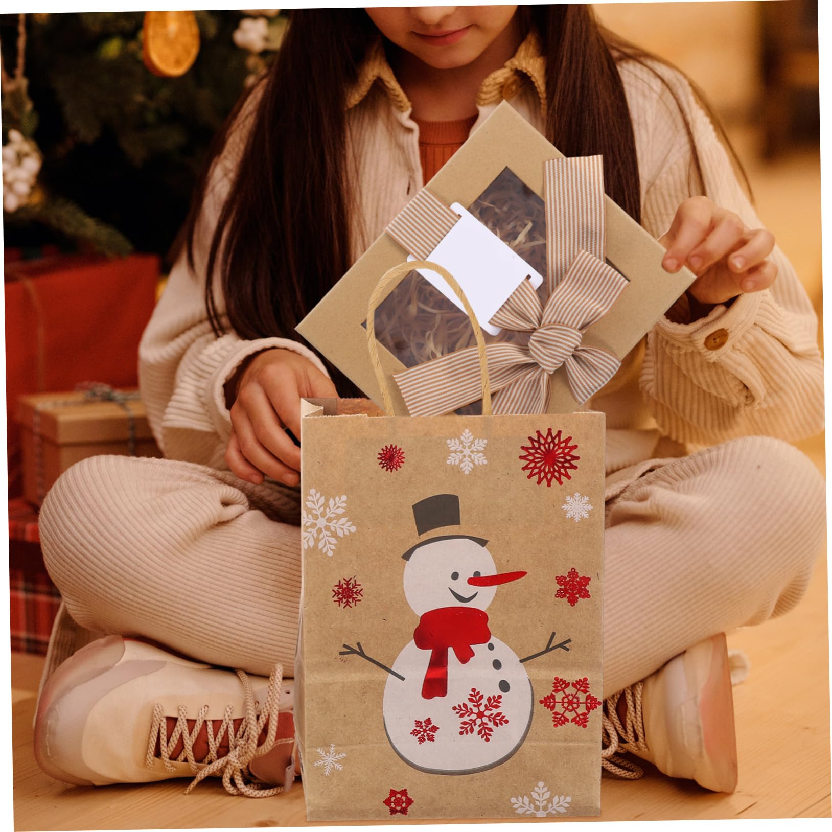 SEWOART 24pezzi Sacchetti Regalo in Carta Manici Decorazione Superficiale Adatti per Dolci Piccoli Regali Feste e Imballaggio